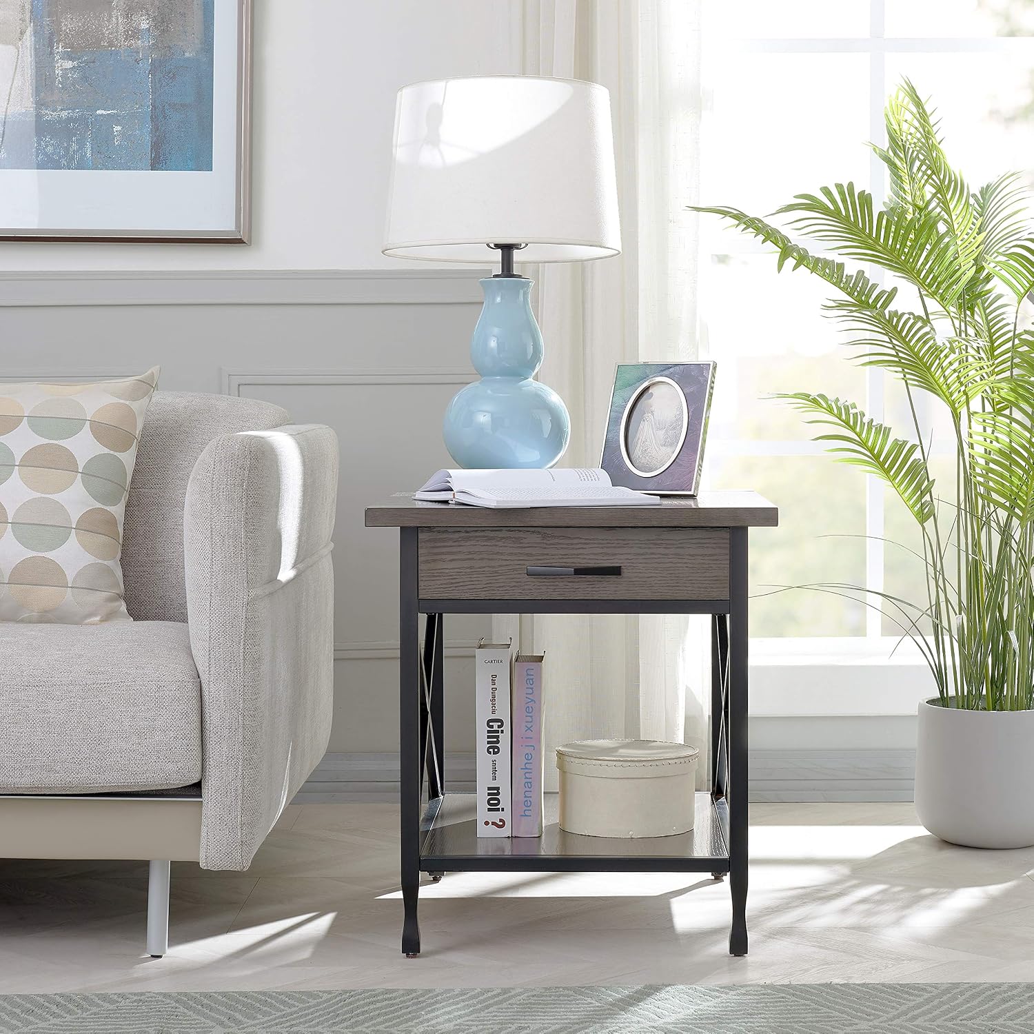 Leick Home Shield Wedge End Table, 21", Glazed Auburn