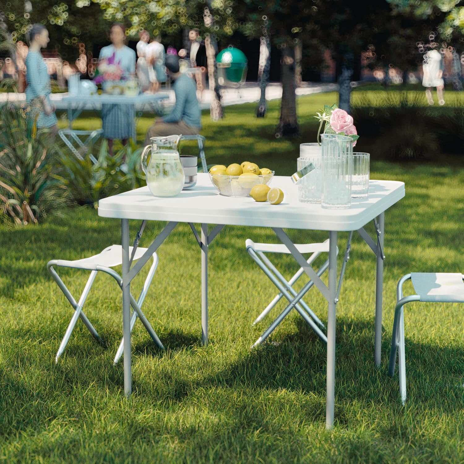 Flash Furniture Elon 2.85' Square All-Occasion Plastic Folding Event Table with Locking Legs, Folding Banquet Table for Indoor/Outdoor Events
