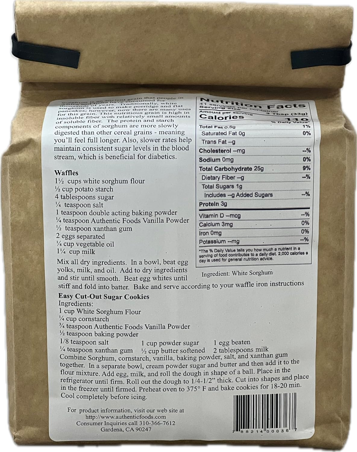 Authentic Foods Sorghum Flour Superfine 3lbs