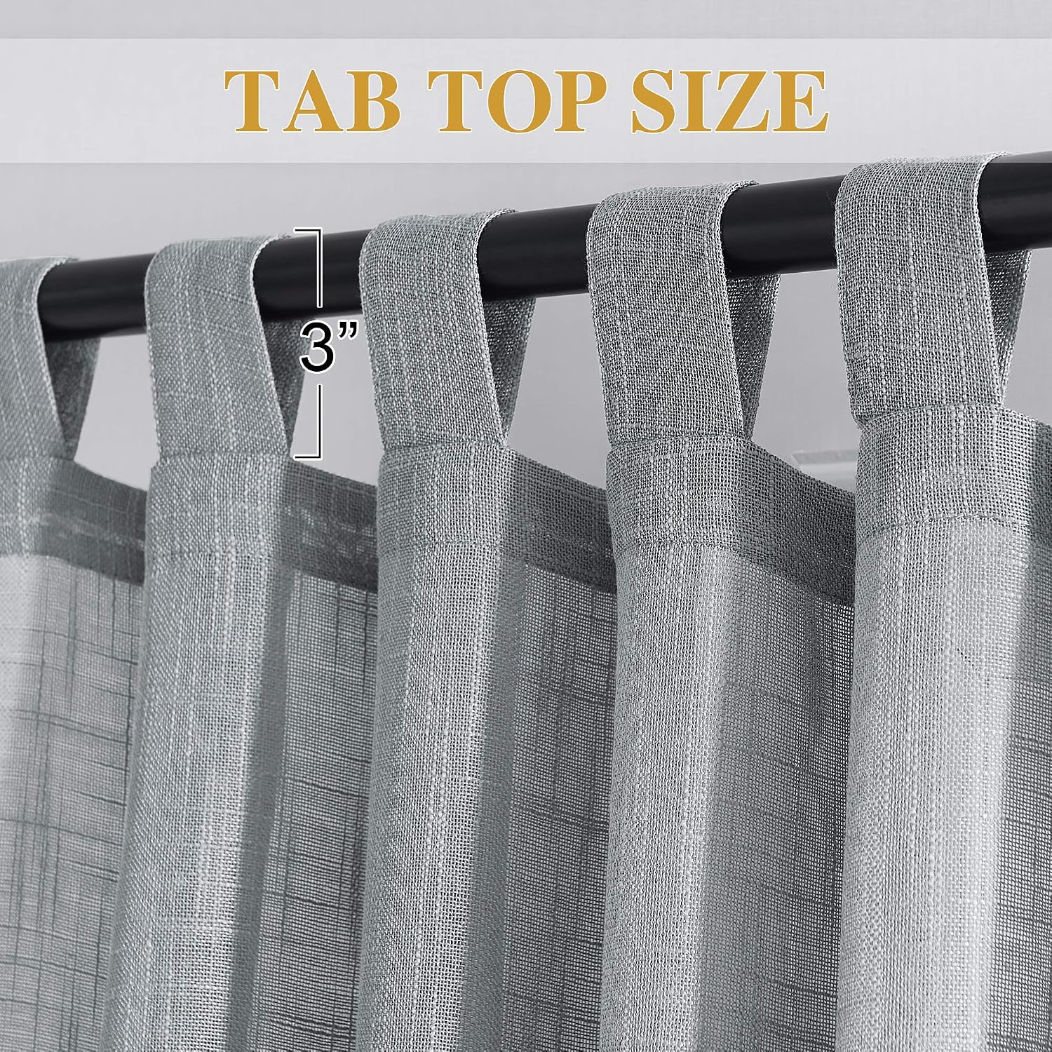 RYB HOME Linen Sheer Curtains - Linen Textured Semi Sheer Curtains for Kids Nursery Bedroom Living Room Window