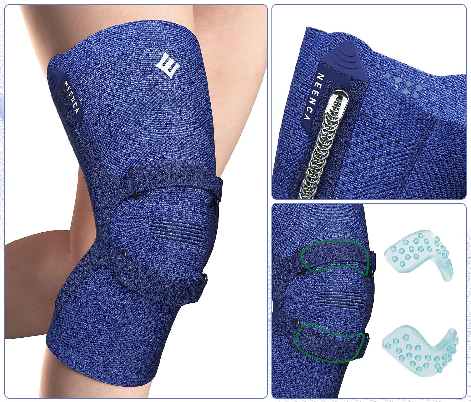 NEENCA Knee Braces for Knee Pain Relief, Compression Knee Sleeves with Patella Gel Pad & Side Stabilizers, Knee Support for Weightlifting, Running