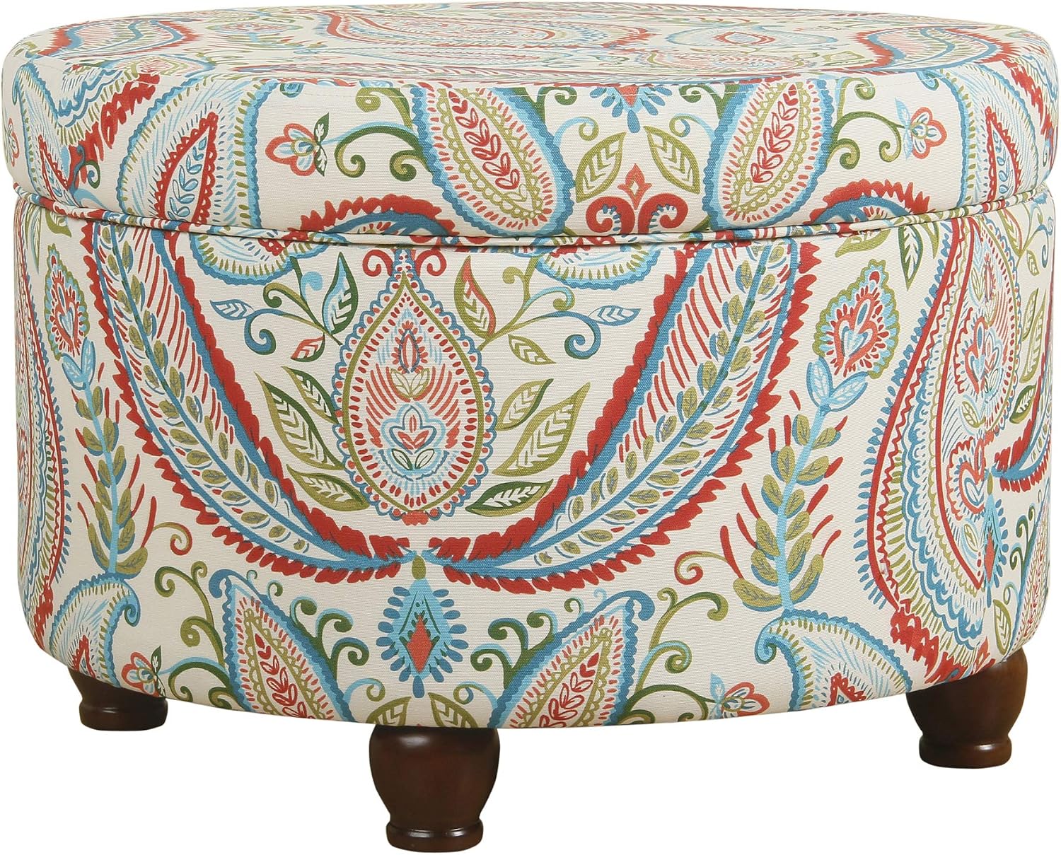 HomePop 24" Large Leatherette Storage Ottoman - Distressed Brown Faux Leather
