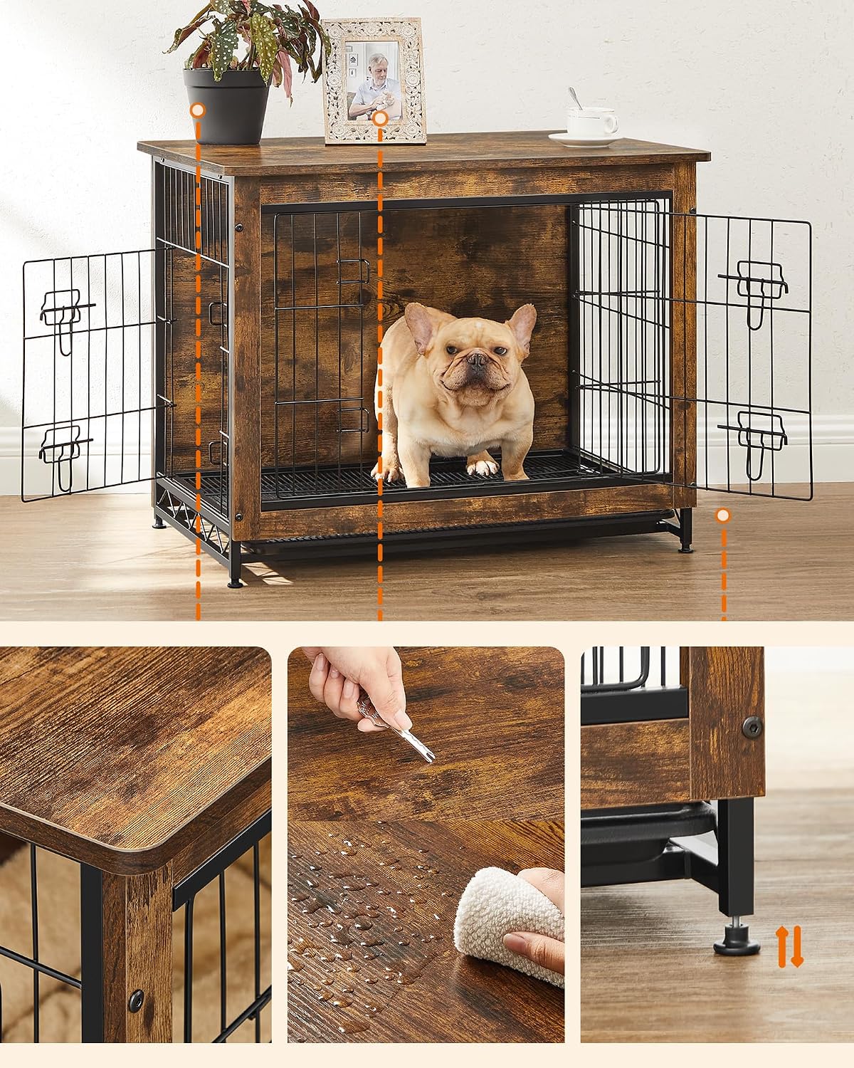 Feandrea 27.2" Dog Crate Furniture, Indoor Dog Kennel Side End Table