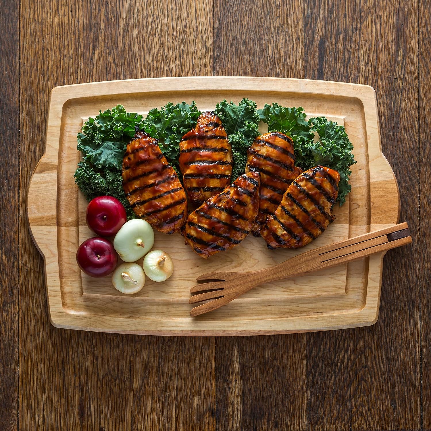 J.K. Adams Farmhouse Carving Board w/ Juice Groove, 14" x 20" | Maple Wood Kitchen Cutting Board for Food Prep and Chopping