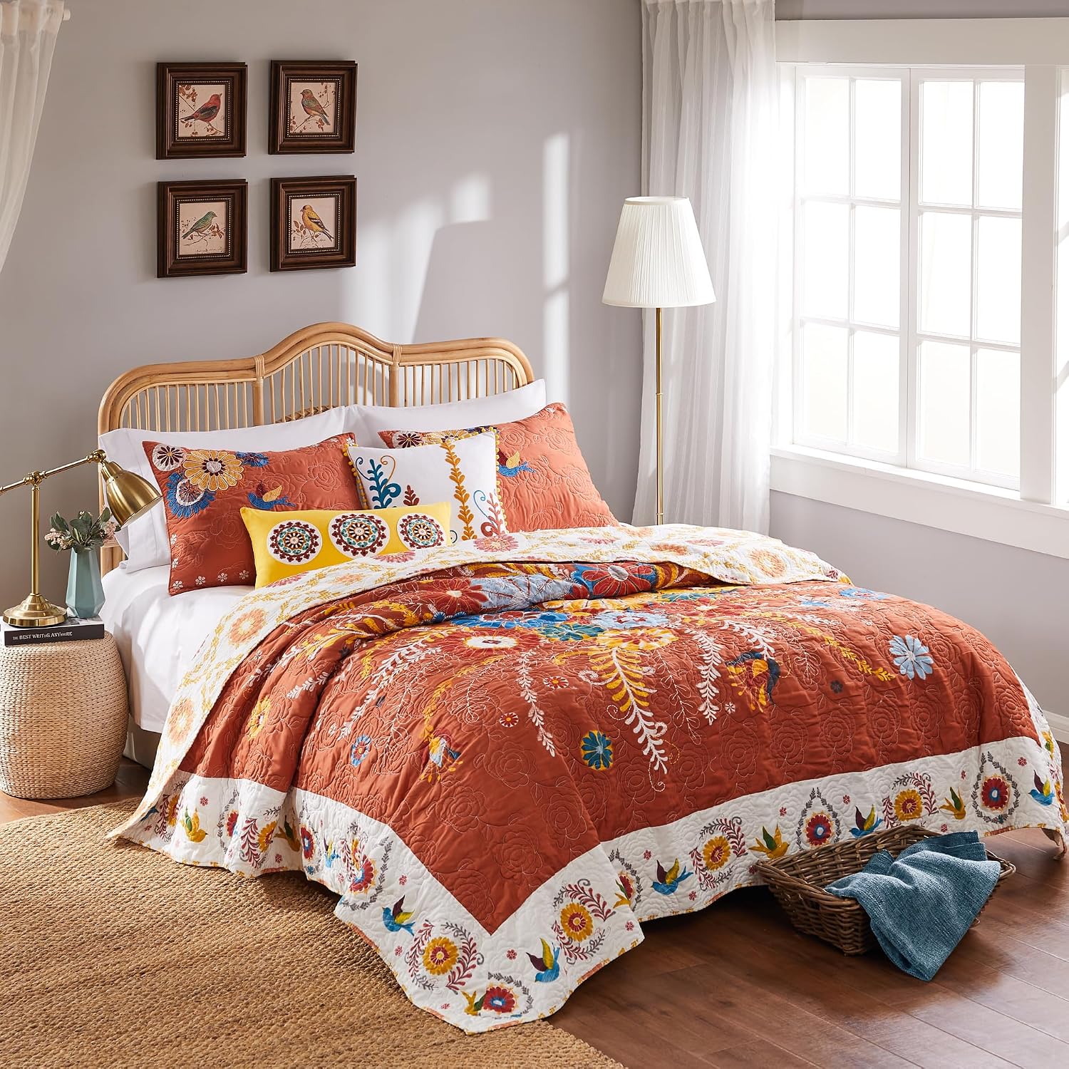 Greenland Home Barefoot Bungalow Topanga Quilt Set, 3-Piece Full/Queen, Multi
