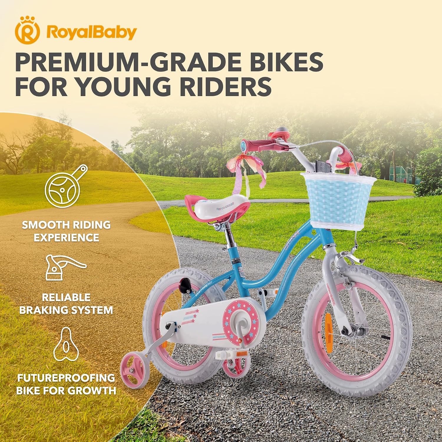 RoyalBaby Girls Bike Classic & EZ Kids Bike, Balance and Pedal Bicycle, 12 14 16 18 20 Inch Toddlers to Big Kids 3-10 Years