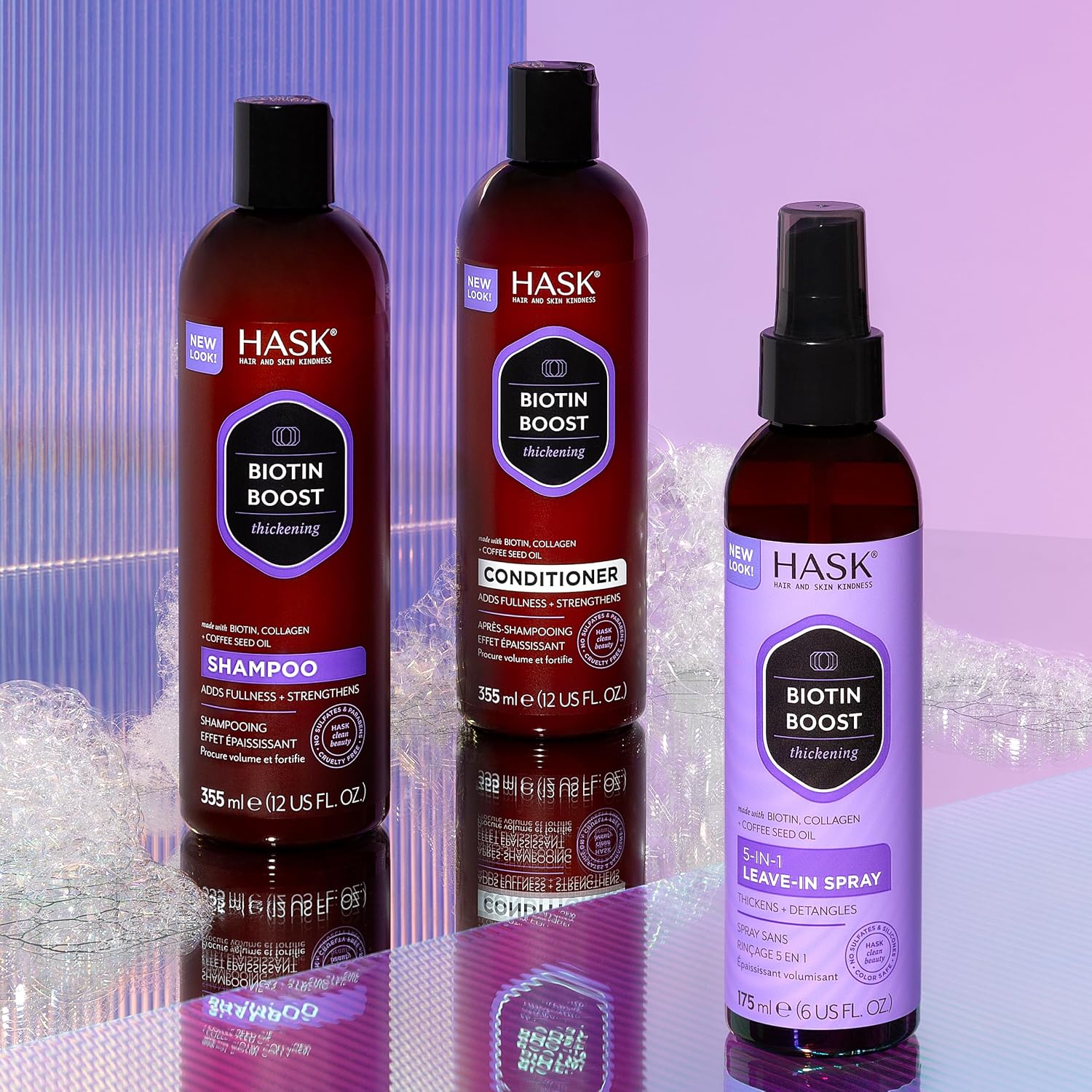 HASK Biotin Boost Thickening Shampoo + Conditioner Set | Adds Fullness, Strengthens, Volumizes, Sulfate-Free, Paraben-Free, Gluten-Free, Color Safe | 12oz each