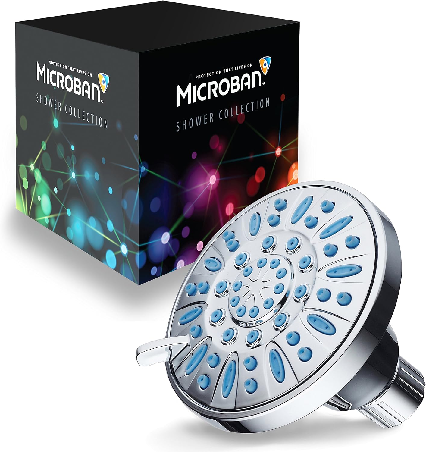 AquaDance Antimicrobial/Anti-Clog High-Pressure 6-setting Shower Head, Microban Nozzle Protection from Growth of Mold