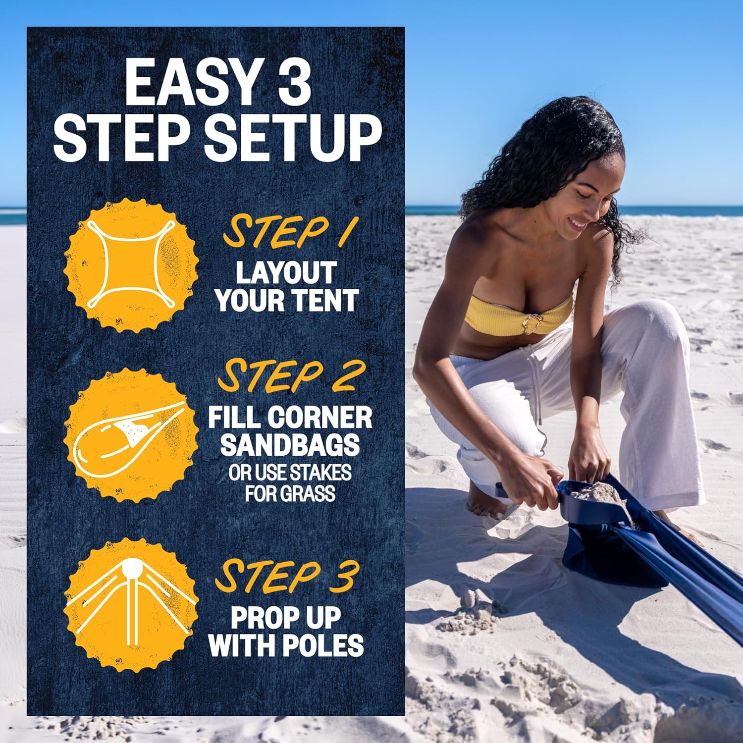 SUN NINJA Beach Tent Sun Shelter, Beach Shade Canopy with UPF50+ Protection
