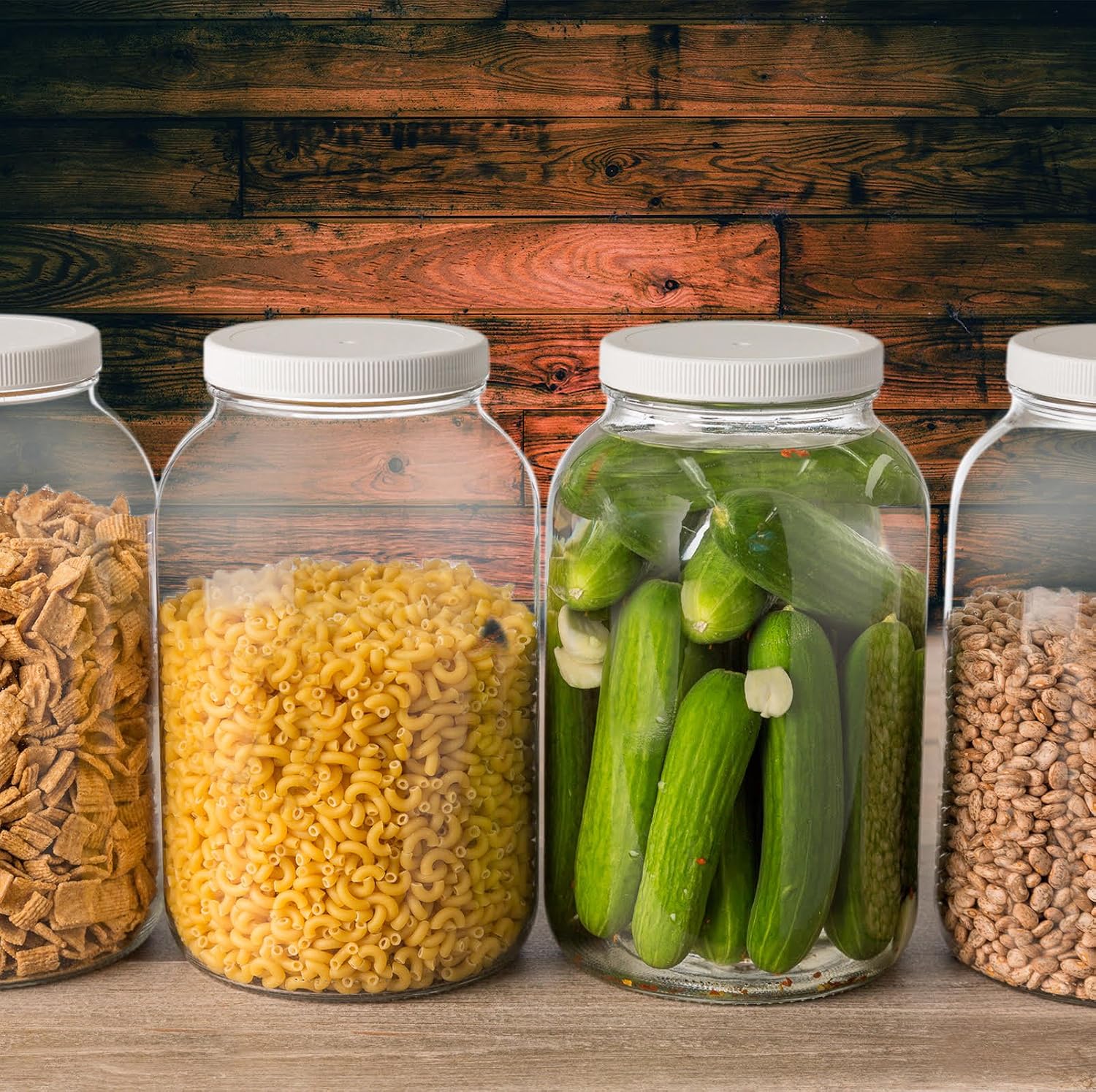 Wide Mouth Glass Mason Jar with PlasticLid/Ferment & Store Kombucha Tea or Kefir/Use for Canning, Storing, Pickling & Preserving Dishwasher Safe