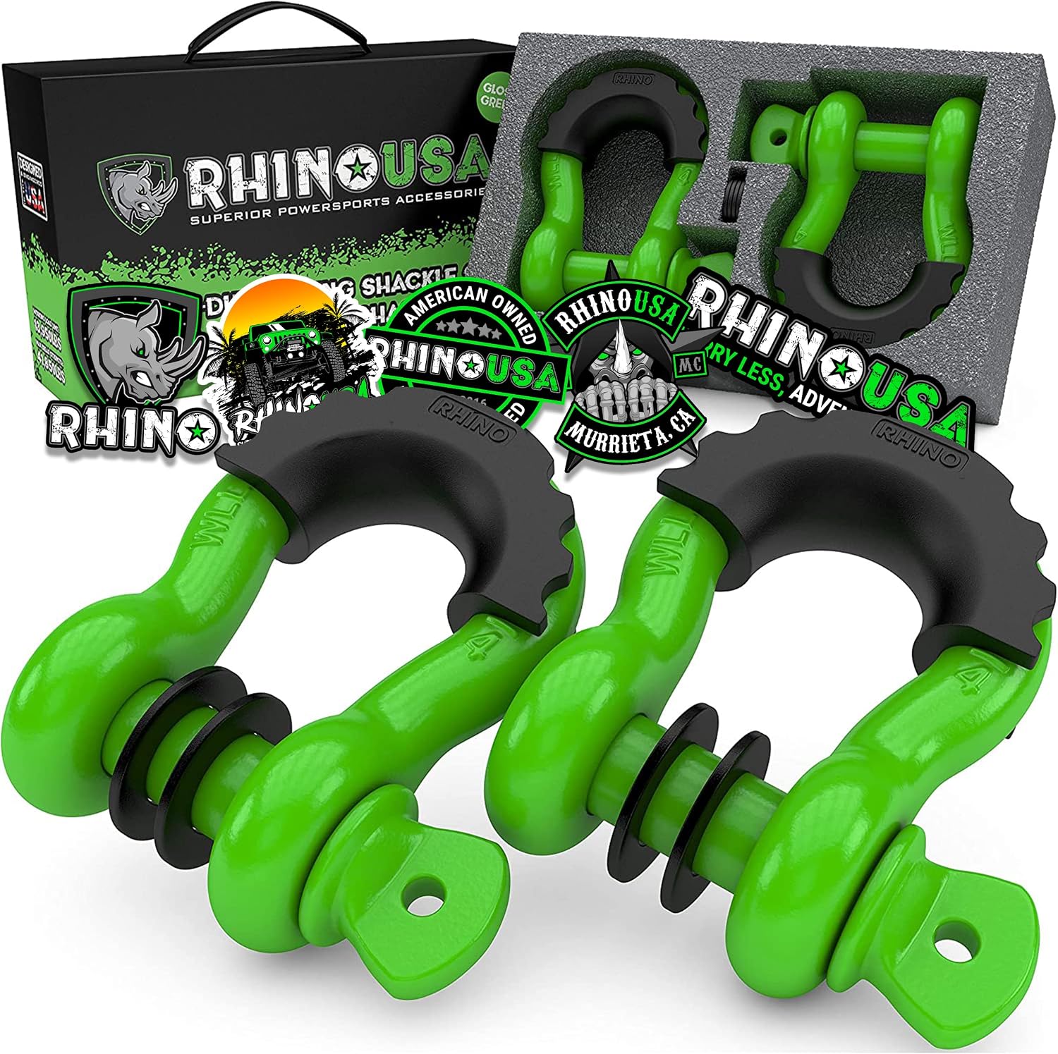 Rhino USA D Ring Shackles (2-Pack) - 41,850lb Break Strength