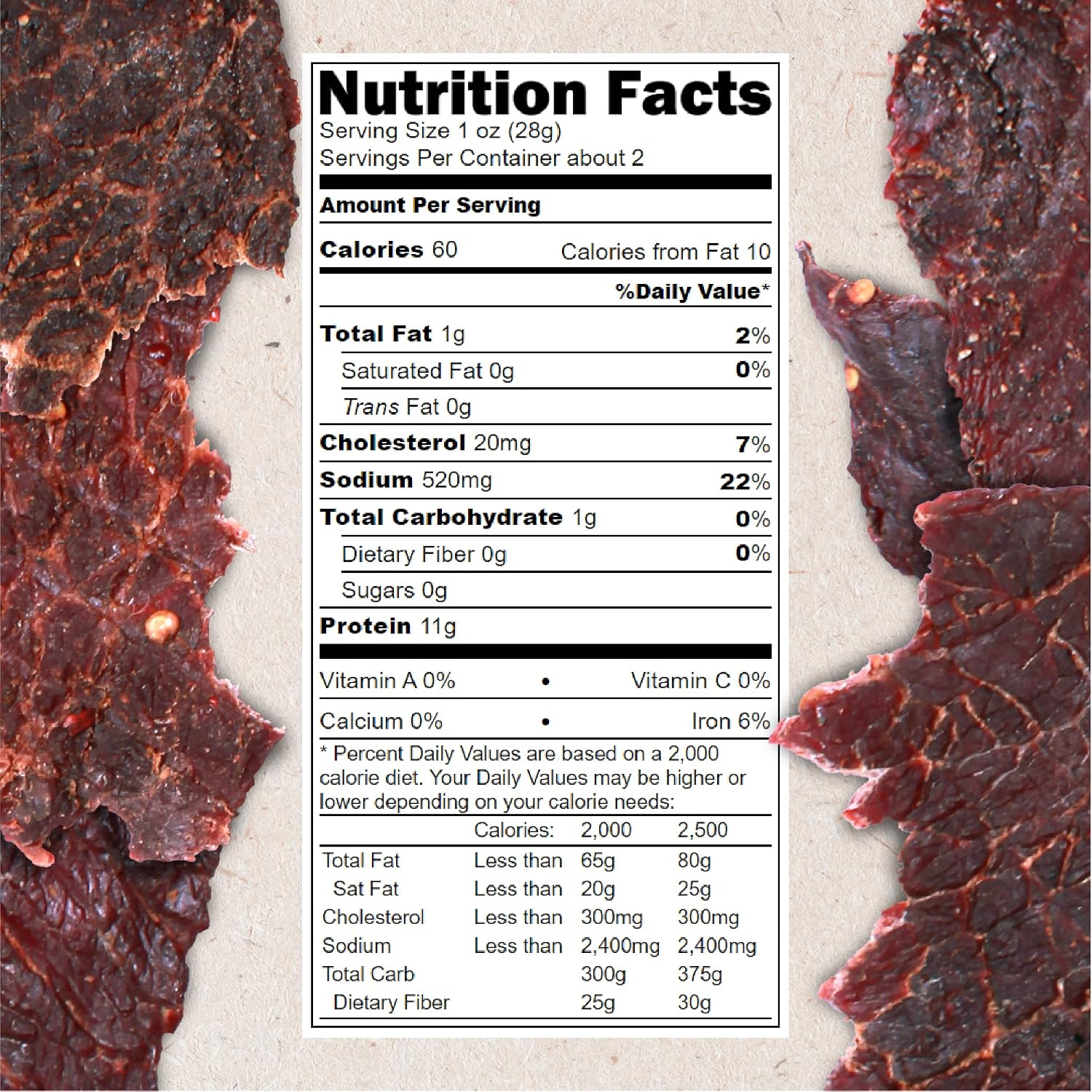 Hardtimes Original Beef Jerky, High Protein Snack, 4 x 2.25 oz Bags