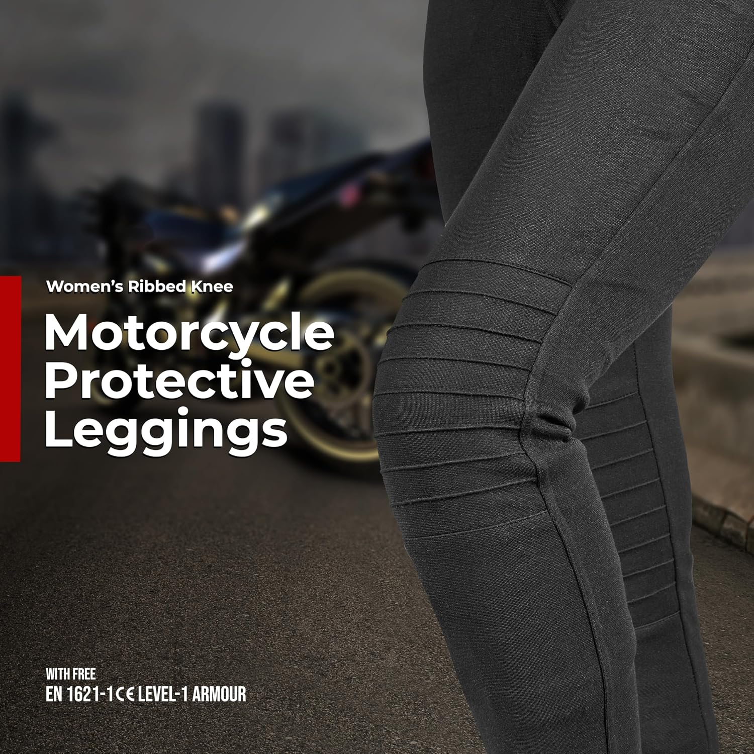 GREAT BIKERS GEAR - Women Motorcycle Leggings Riding Ladies Pants Protective Cargo Motorbike with Free Ce Protectors Armored