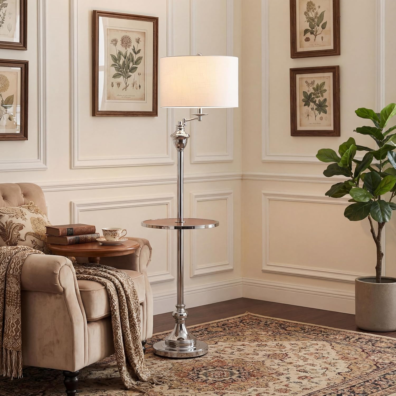 JONATHAN Y Cora 60" Metal Swing Arm Floor Lamp, Oil Rubbed Bronze/Clear