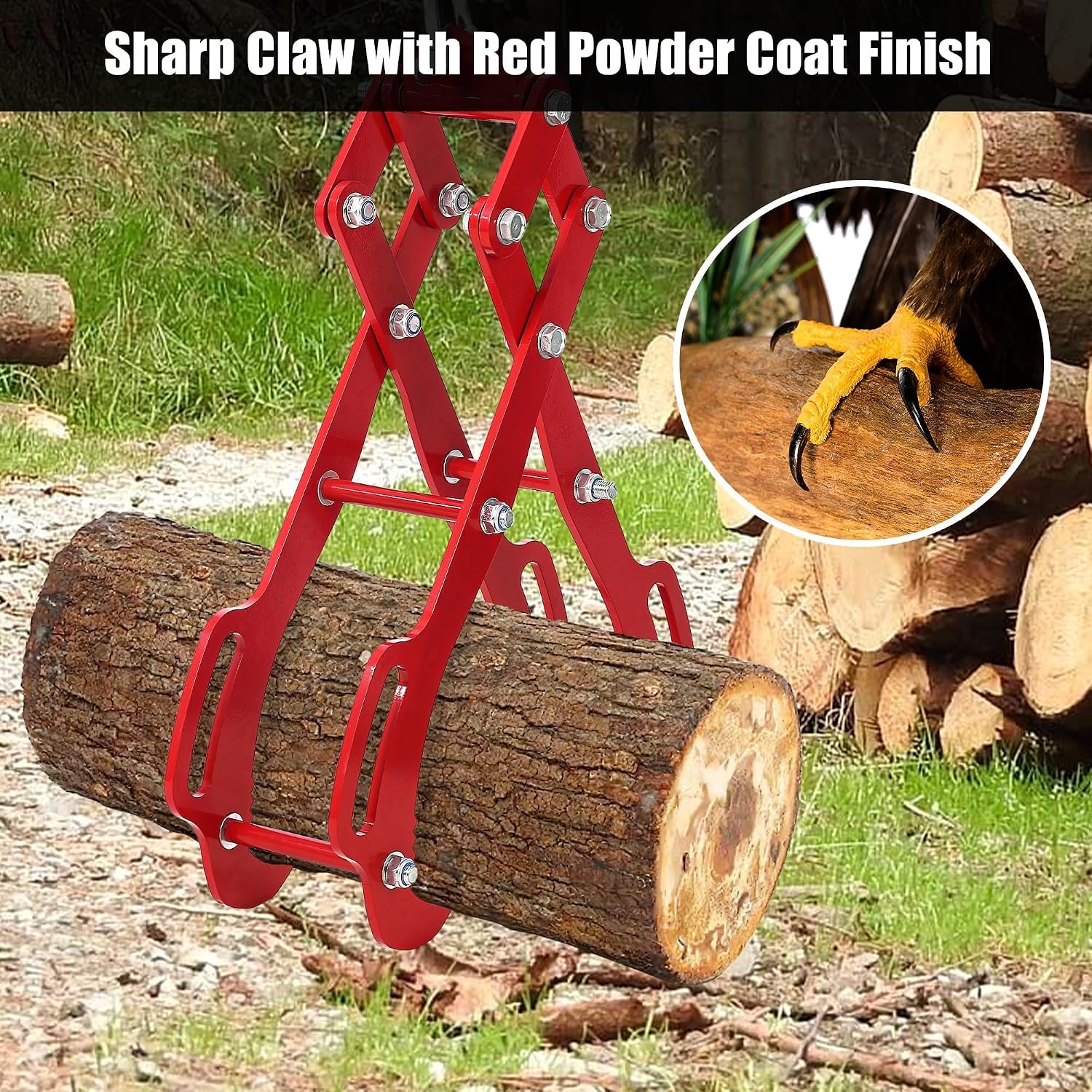 Garvee 28 in Log Lifting Tongs, Log Grabber, Skidding Log Lifting Tongs Timber, Heavy Dut Solid Steel Swivel Dragging Steel Tongs Log Lifting Lumber Skidding Tongs Logging Grabber(4 Claw)