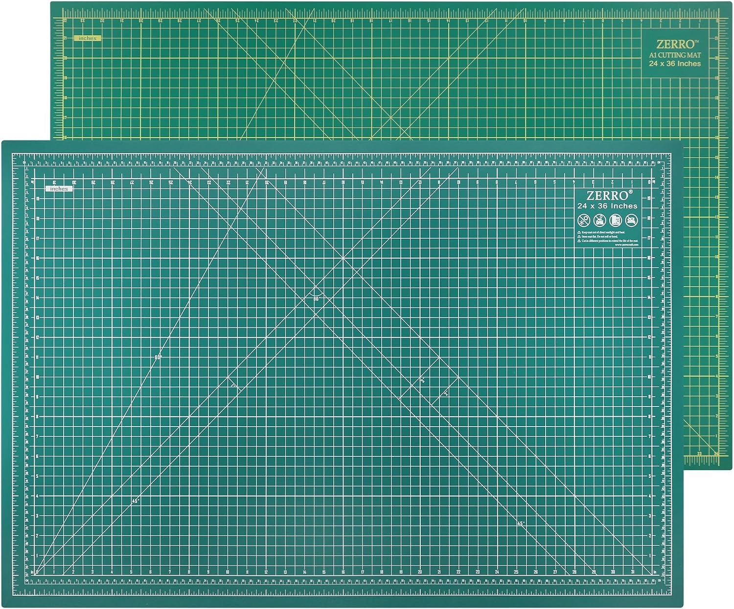 ZERRO Self Healing Cutting Mat 24" x 36", Double Sided & Non-Slip | Professional 5-Ply Rotary Mat for Scrapbooking, Fabric, Quilting, Sewing, Crafts (A1)