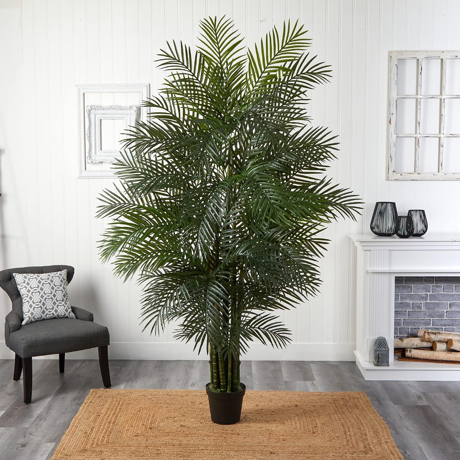 Nearly Natural 7.5ft Artificial Areca Palm Tree, UV Resistant (Indoor/Outdoor)