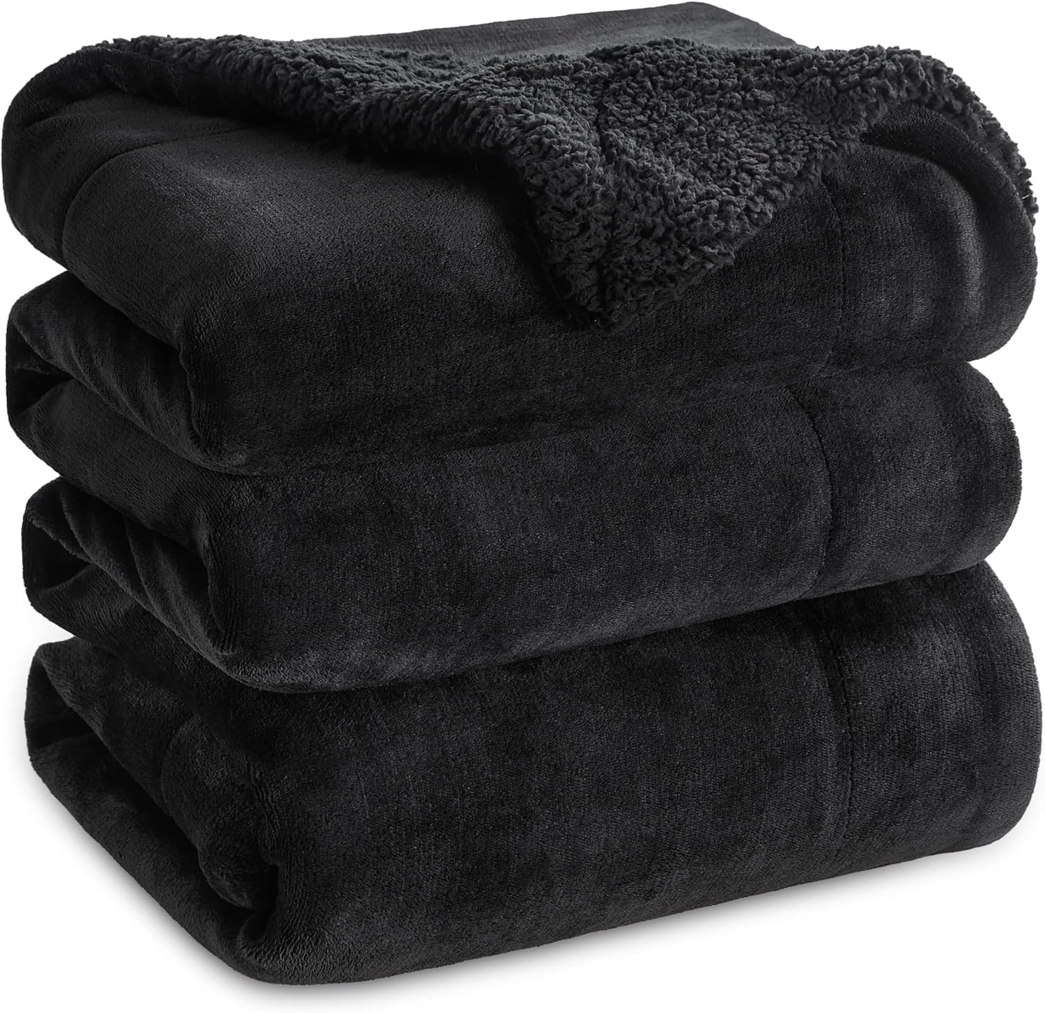 Bedsure GentleSoft Sherpa Fleece Throw Blanket for Couch, Non-Heated, Thick & Warm Cozy Blanket for Winter Fall, Soft Fuzzy Plush Throw Gifts for Women and Men, Grey, 50x60 Inches