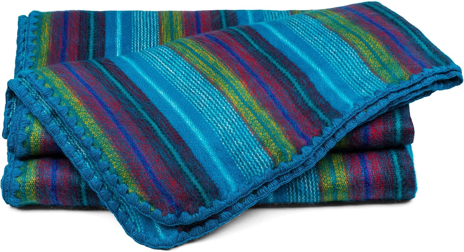QISU Alpaca Wool Blanket Throw | Large, Beautiful, Warm, Variegated | 85 x 65 inches | Ultra-Soft, Hypoallergenic and Breathable | Non-Itchy or Scratchy Fabric (Green Variegated)