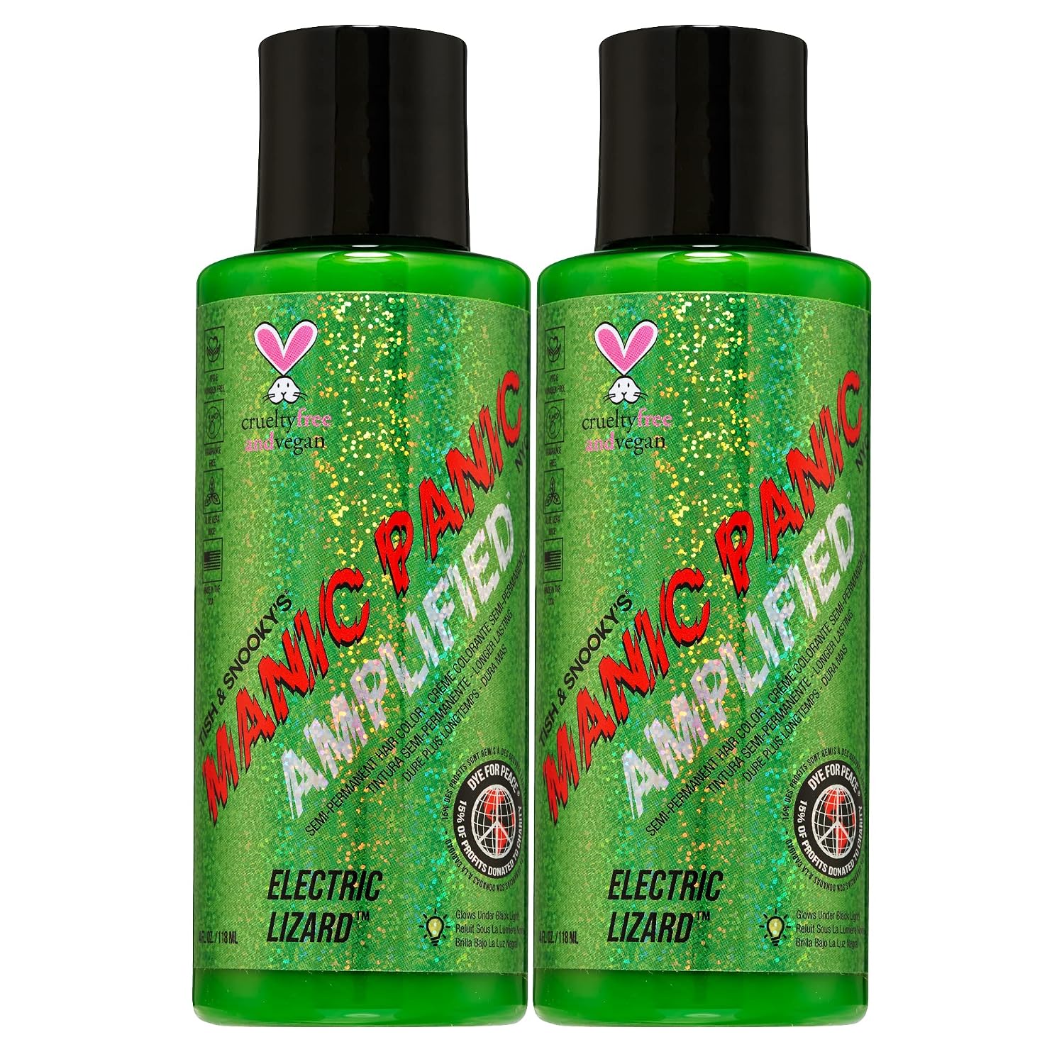 MANIC PANIC Cotton Candy Pink Hair Color - Amplified - Semi Permanent Hair Dye - Bright Pink Cool Toned Color - Glows in Blacklight - Vegan, PPD & Ammonia-Free - For Coloring Hair on Women & Men