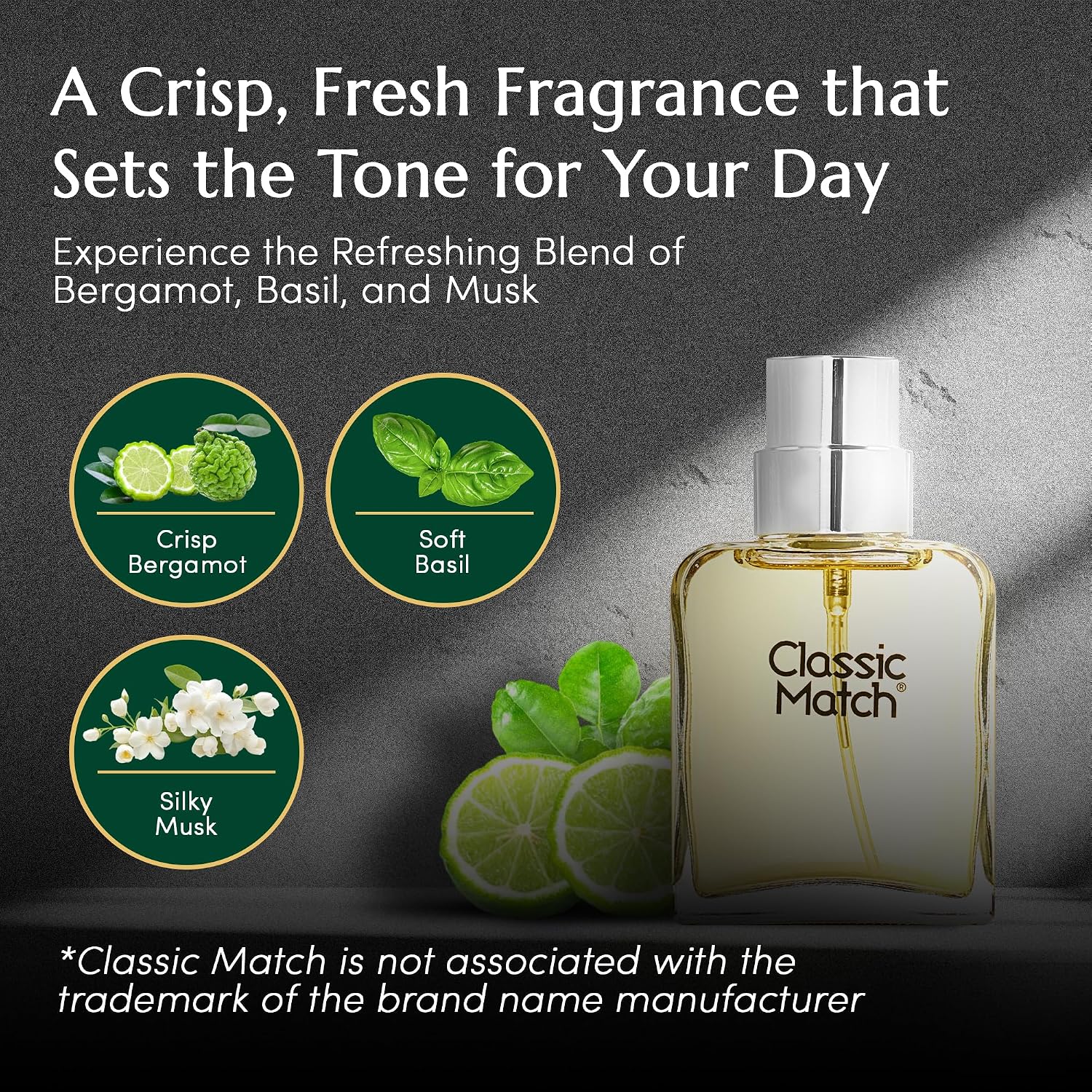 PB ParfumsBelcam Classic Match Green Eau De Toilette Spray for Men – Fresh Chypre Cologne, Bergamot, Basil, Musk, Long-Lasting Masculine Fragrance