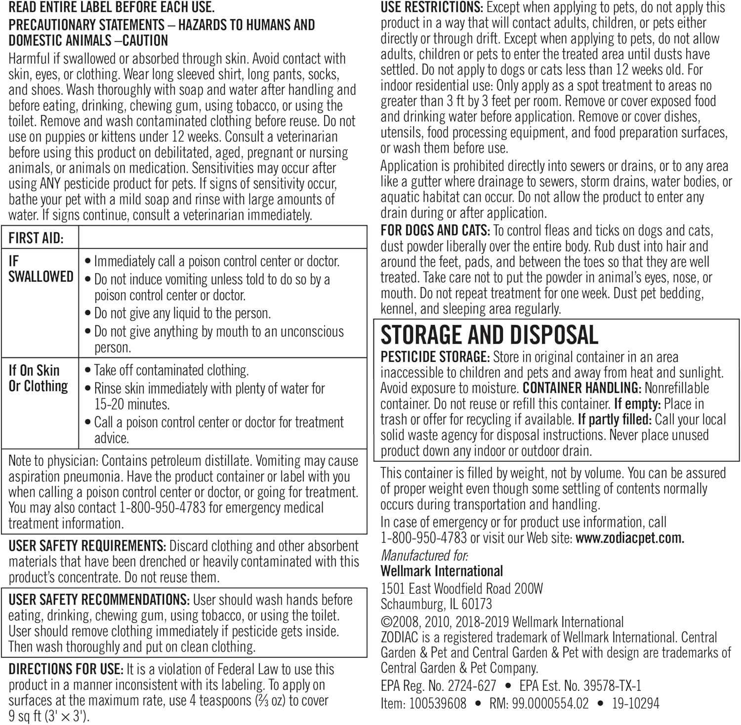 Zodiac Flea & Tick Powder for Dogs, Puppies, Cats & Kittens beige Small | Flea powder for dogs and cats 12 weeks or older; apply weekly for continued flea killer and tick control