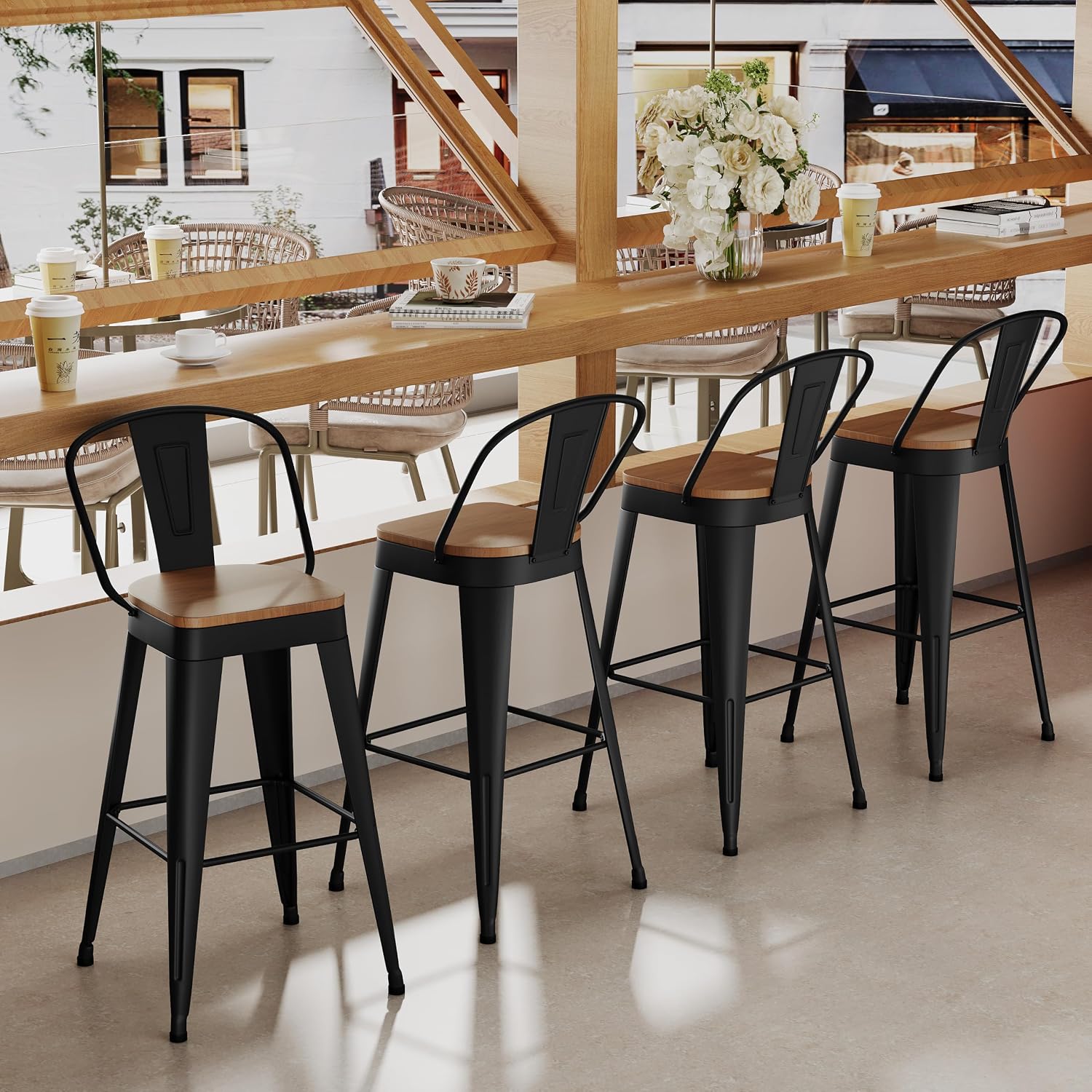 Aklaus Metal Bar Stools Set of 4
