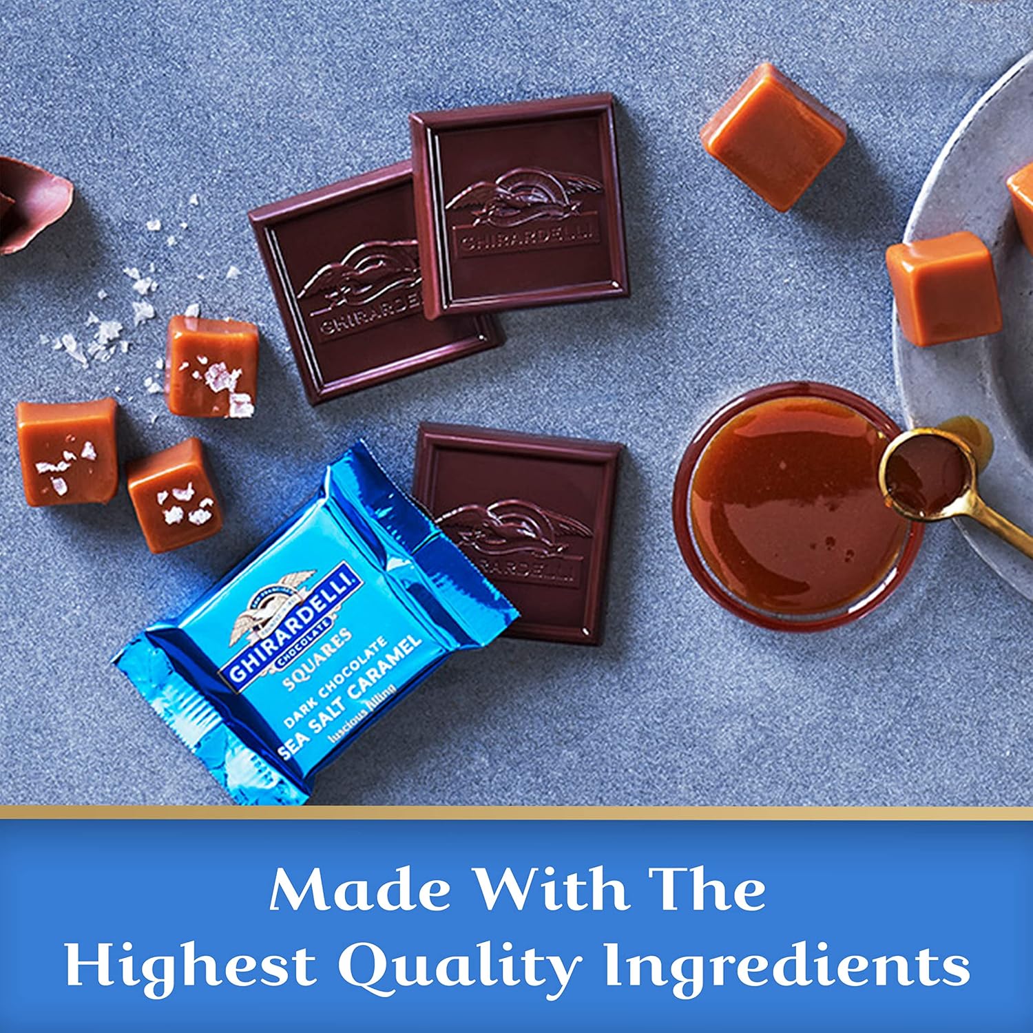 GHIRARDELLI Dark Chocolate Sea Salt Caramel Squares - 5.32 oz Bags - Pack of 6