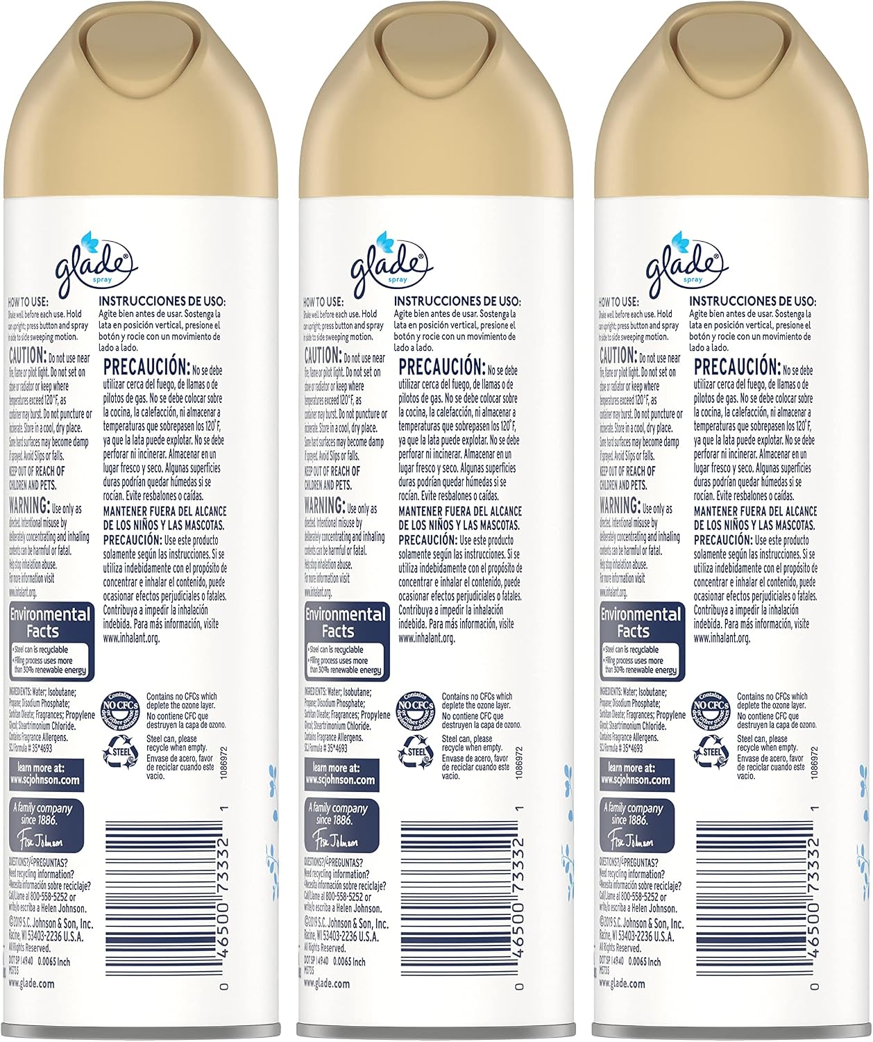 Glade Air Freshener 8 Oz Clean Lenin 3-Pack