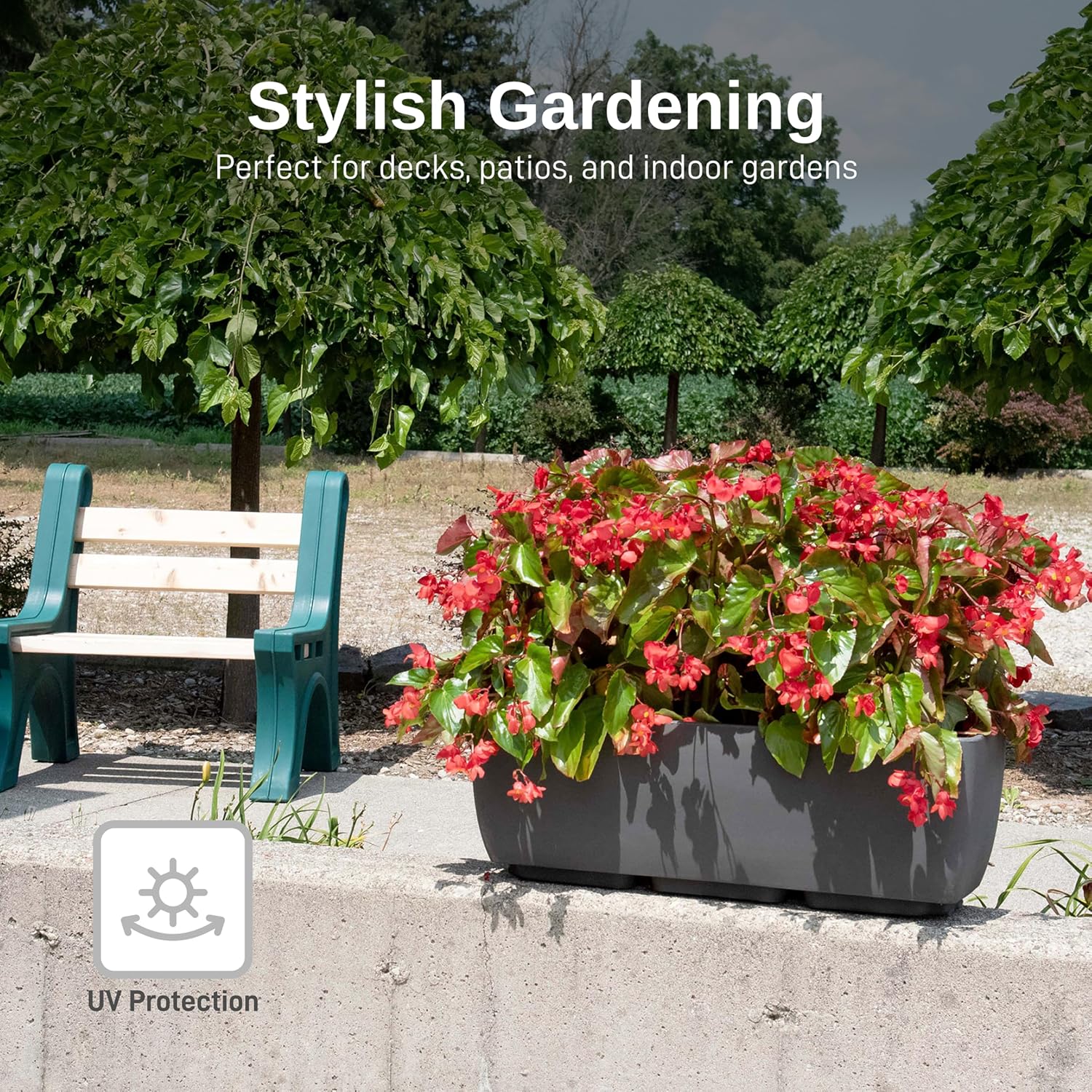 RTS Home Accents 30" Urban Rectangular Garden Planter, Graphite - Stylish, Durable, and Weather-Resistant Planter for Outdoor Gardens, Patios, and Urban Spaces