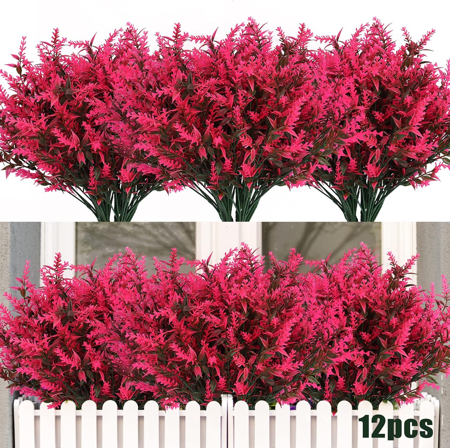 RECUTMS Artificial Greenery Lavender Fake Shrubs Flowers 8 Pcs UV Resistant