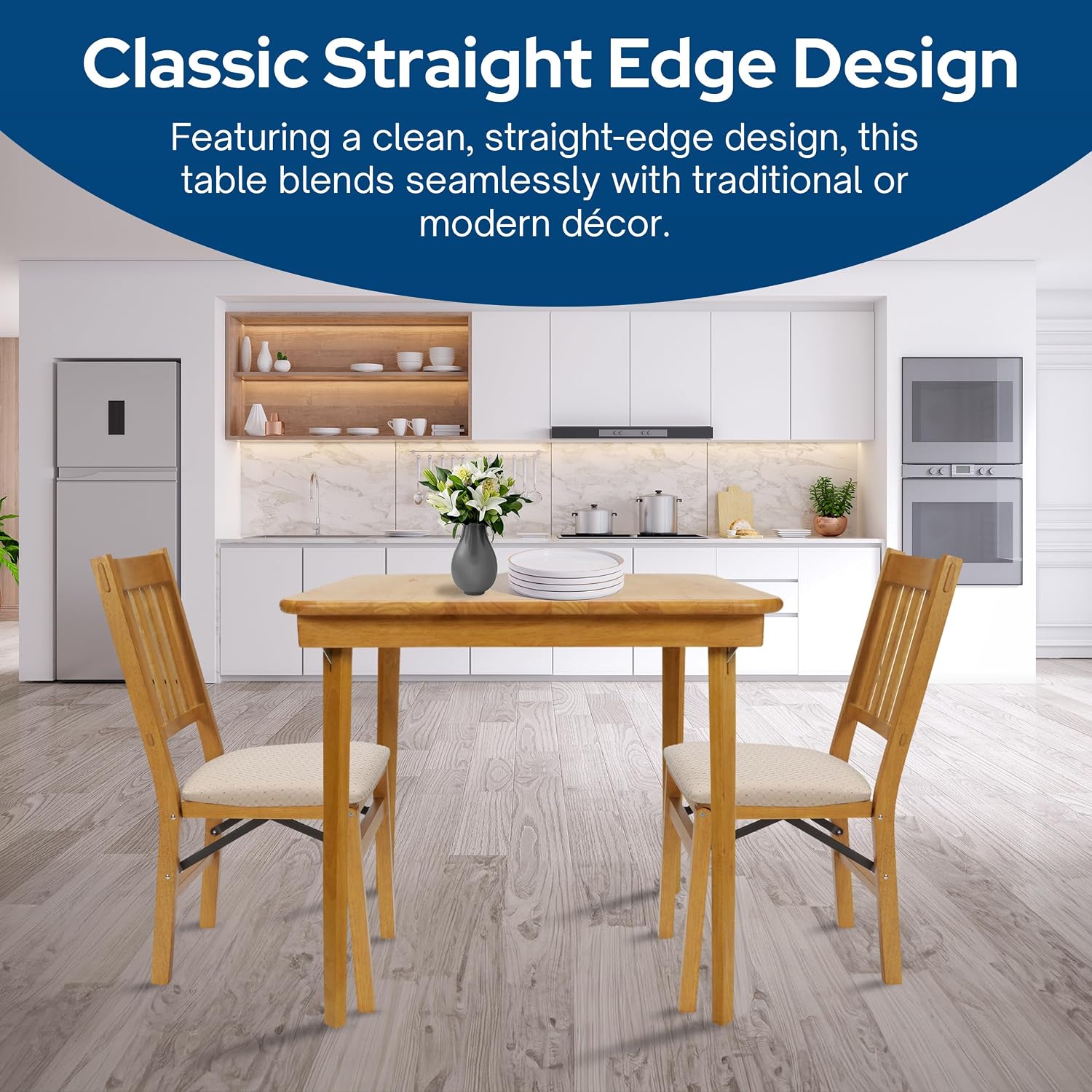Stakmore Classic Straight Edge Square Wood Folding Table, 32x32, Oak | Foldable Card Table, Wooden Tabletop Furniture for Cards, Board Games & Dining