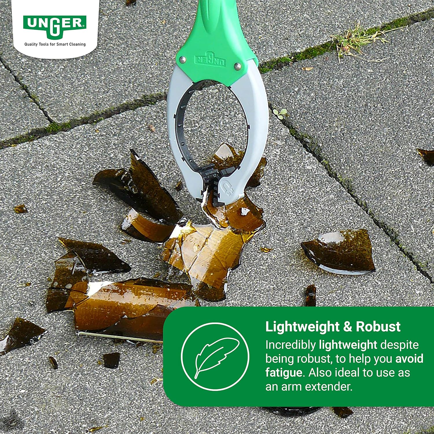 Unger NT080 Nifty Nabber Trigger-Grip Extension Arm, 32in, Aluminum/Green