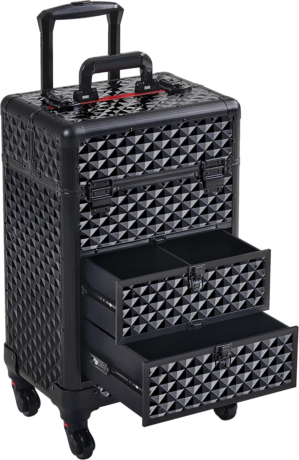Yaheetech Rolling Makeup Train Case with 2 Drawers Nail Cart Beauty Trolley