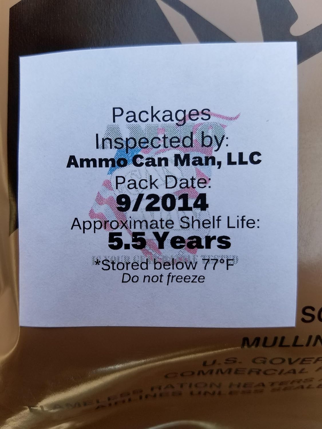 Genuine Military MRE Meal with Inspection Date September 2017 or Newer (Chili with Beans)