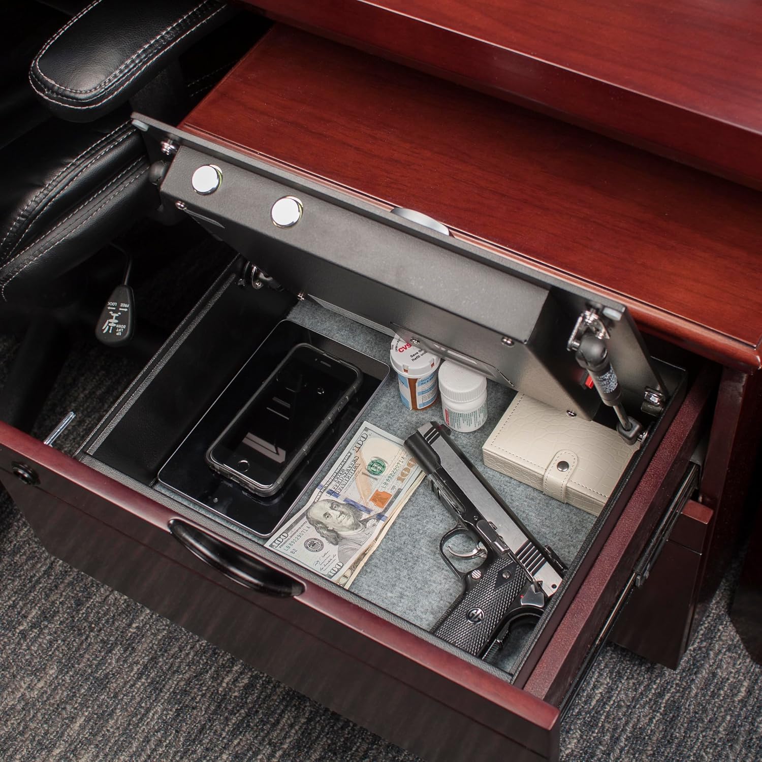 Barska AX11556 Biometric Fingerprint Top Opening Security Drawer Safe Box 0.23 Cubic Ft, Multi