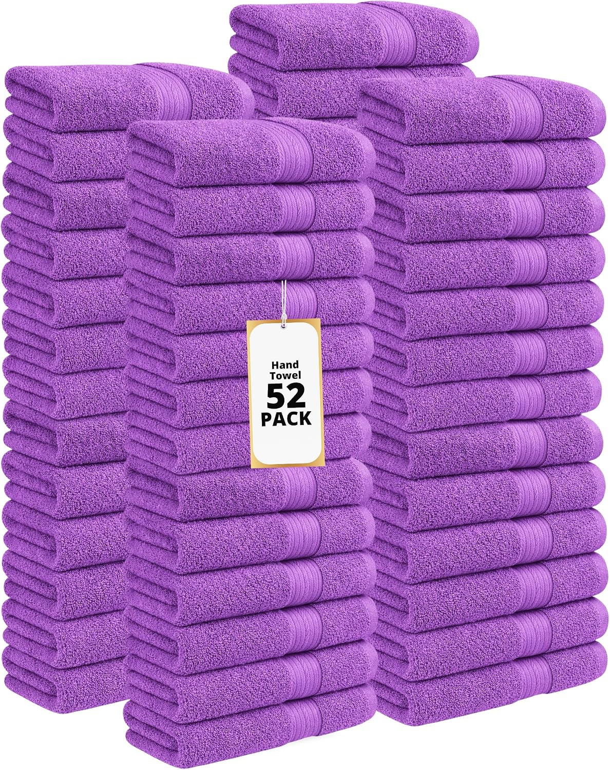 Ample Decor 100% Cotton Hand Towels 18x28 Inches, 600 GSM, Soft & Absorbent, Set of 12, Purple