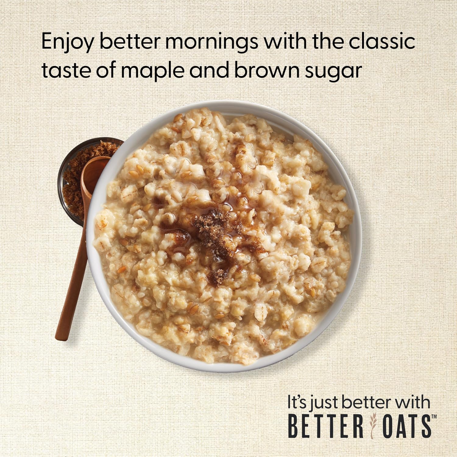 Better Oats Steel Cut Maple & Brown Sugar Oatmeal, 15.1 oz Box, 6 Pack | Instant Breakfast With Flax Seeds & Natural Flavors, Good Source Of ALA Omega-3, Individual Packets, Heart Healthy