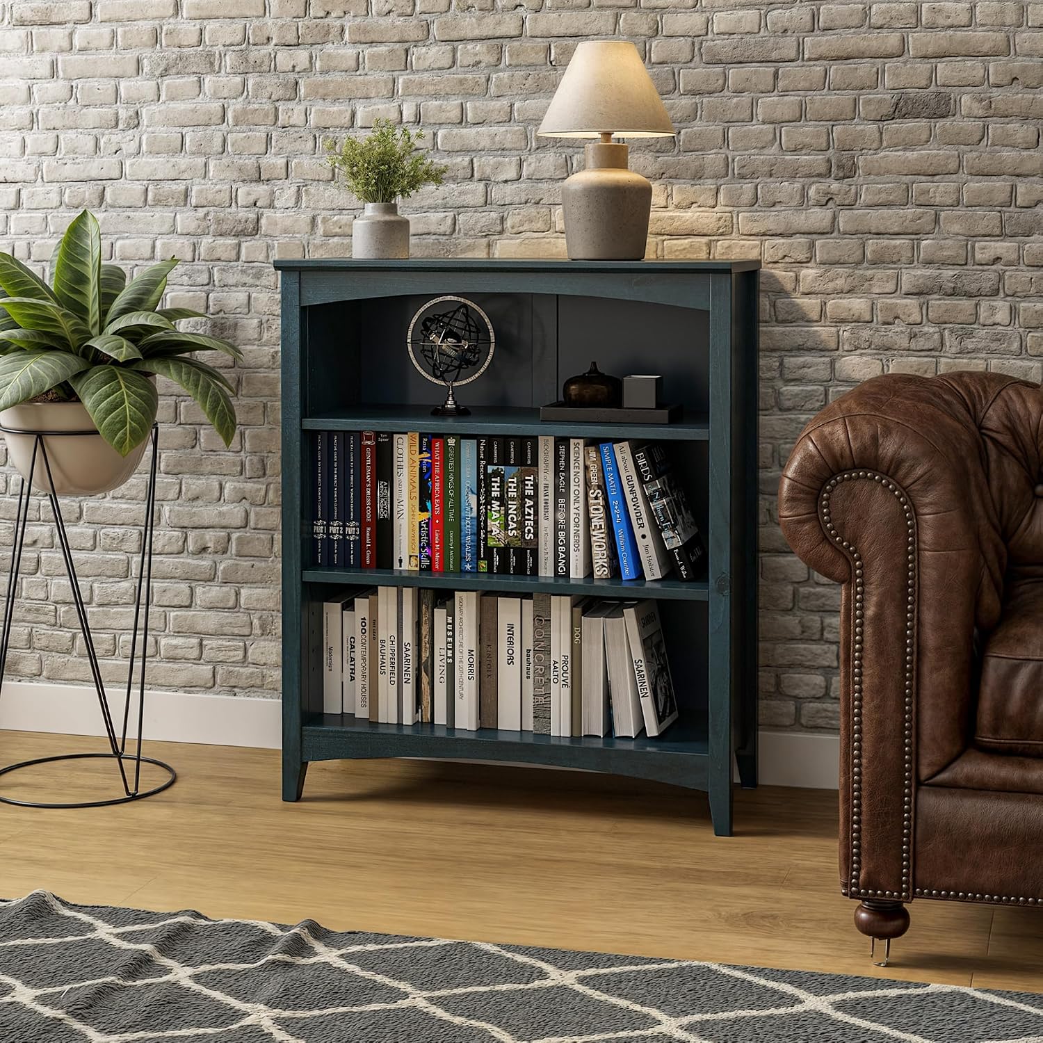 Shaker Style 3 Shelf Bookcase / Solid Wood / 36" High / Adjustable Shelving / Closed Back / Display Bookshelf for Living Room, Bedroom, Home and Office, White