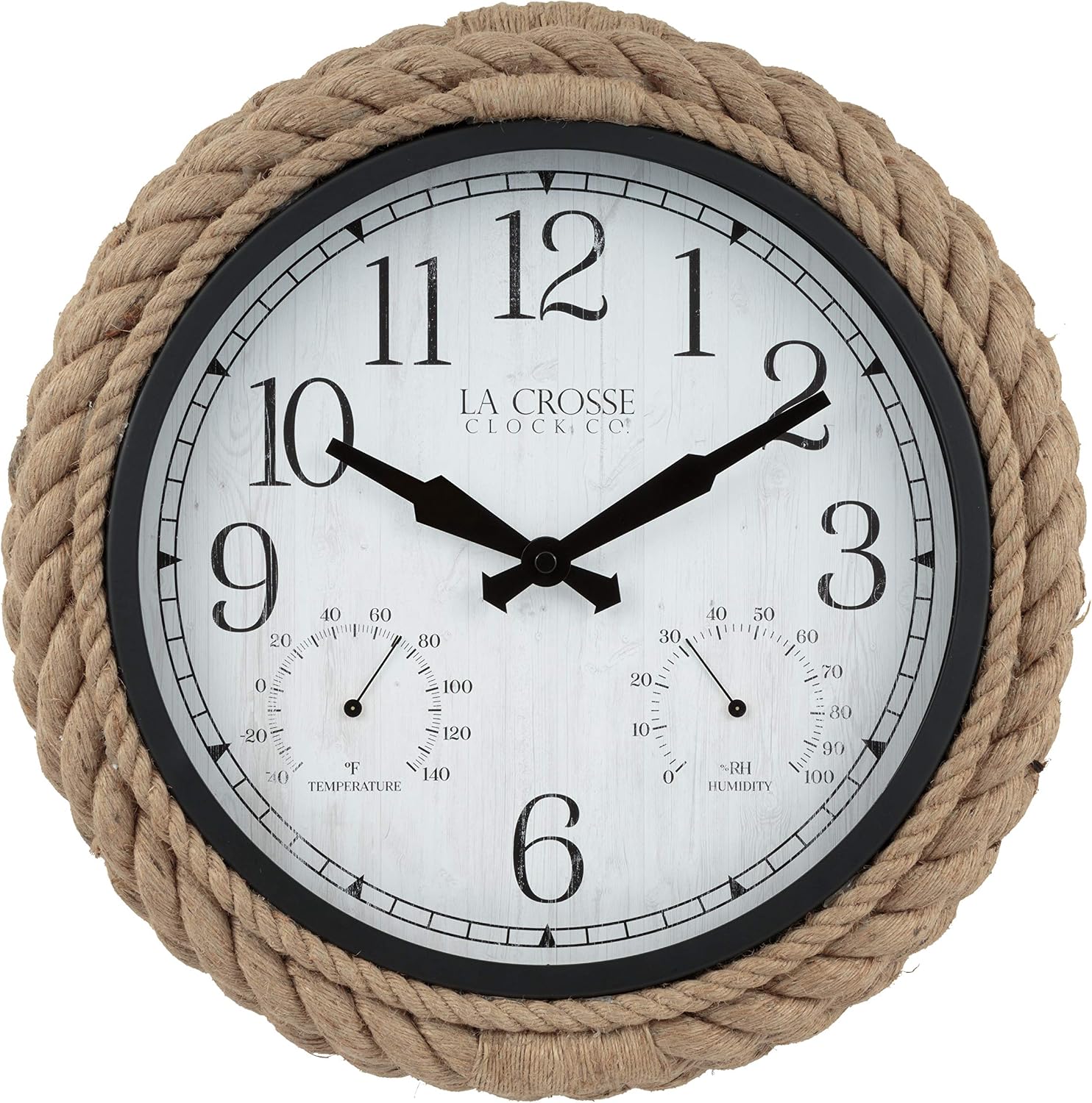 La Crosse Clock 433-3836 14-inch Rowan Indoor/Outdoor Rope Analog Quartz Wall Clock