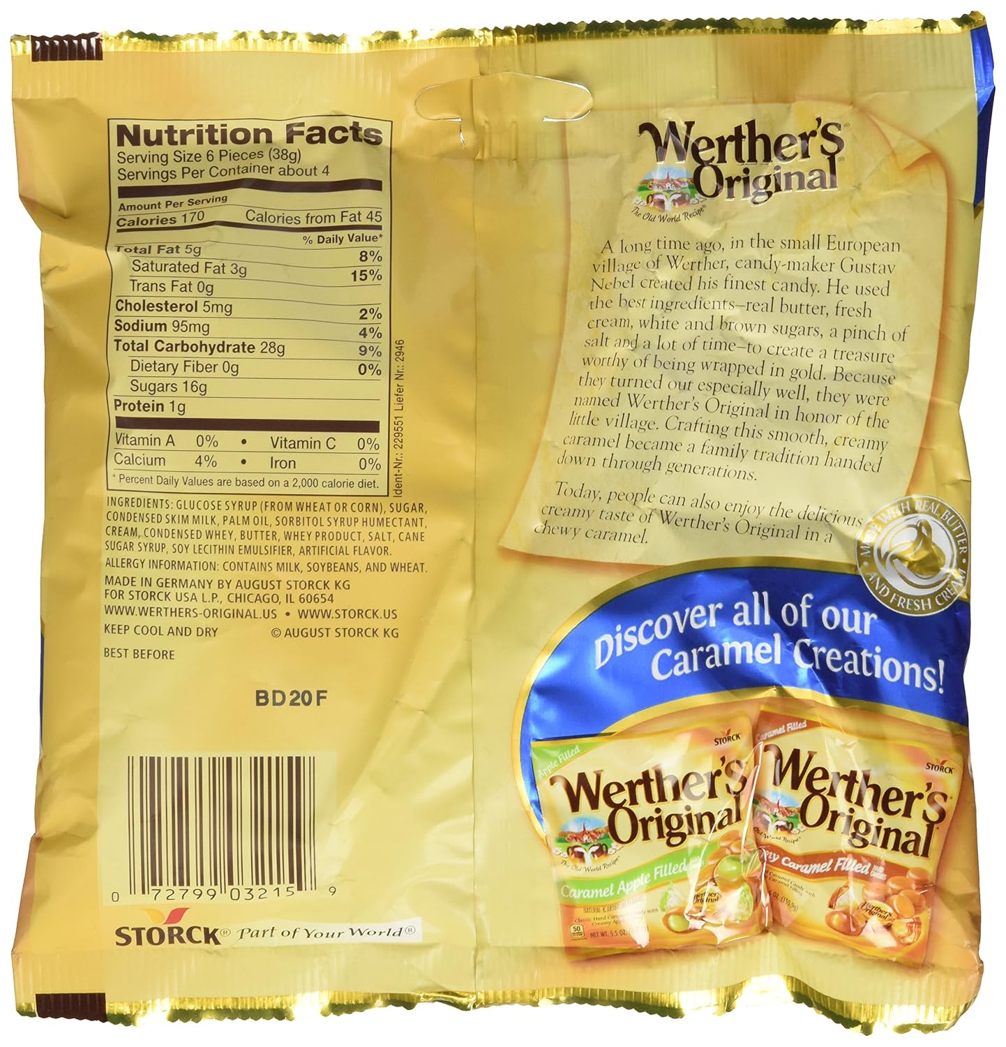 Werther's Original Caramel Coffee Hard Candy - Individually Wrapped Hard Candies for Halloween, Parties, or Snacks - 2.65 oz Bags (Pack of 3)