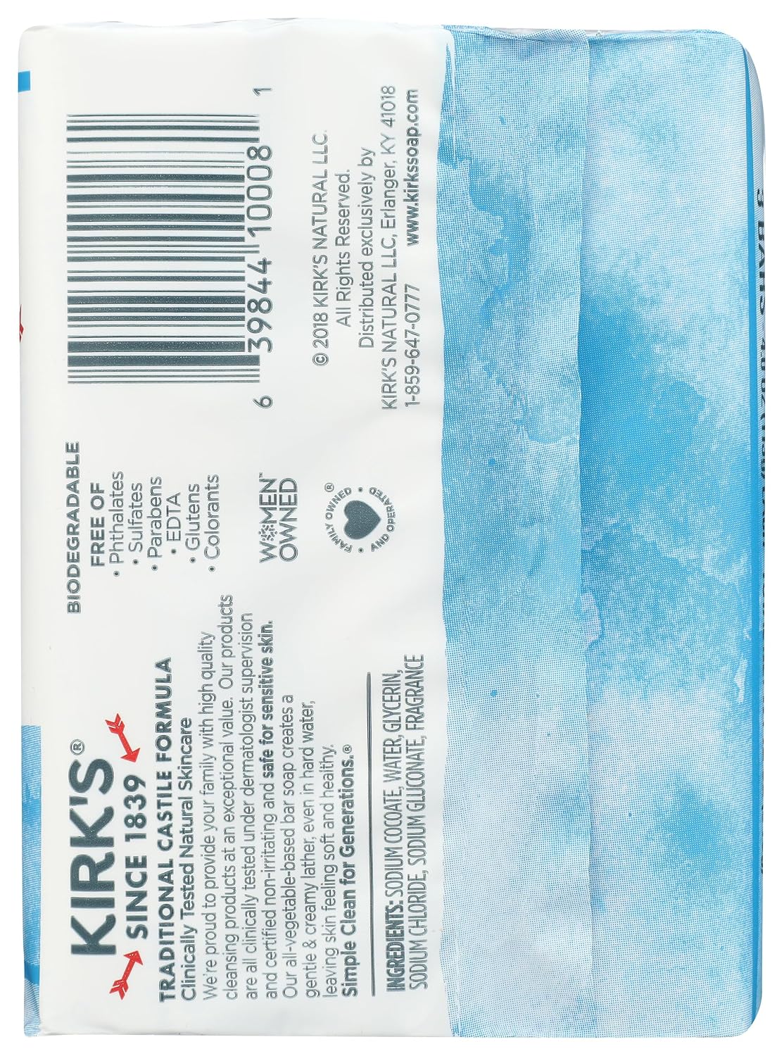 Kirk's Original Coco Castile Soap Fragrance Free 4 oz (Multi-Pack)