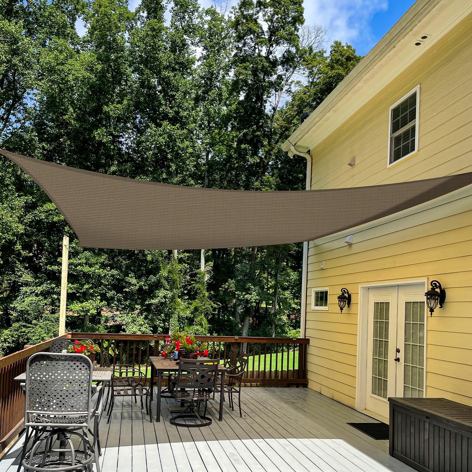 TANG 20' x 20' Sun Shade Sail Rectangle Outdoor Canopy UV Block Sunshades for Patio, Square Shade Cloth for Backyard Porch Deck Garden Pergola Cover