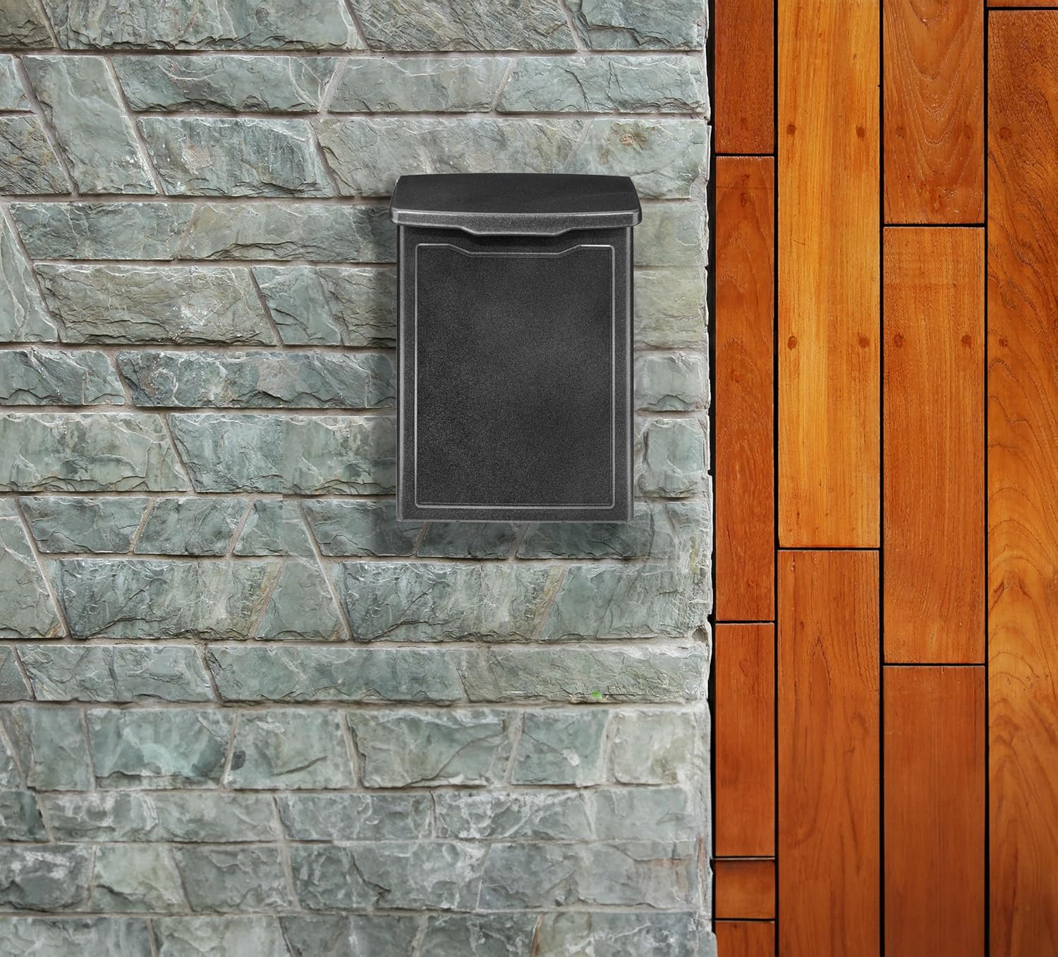 Architectural Mailboxes 2681B Black Marina Wall Mount Mailbox, Small | Galvanized steel build for outside with weather-resistant outdoor construction and a rust-resistant powder-coat finish.