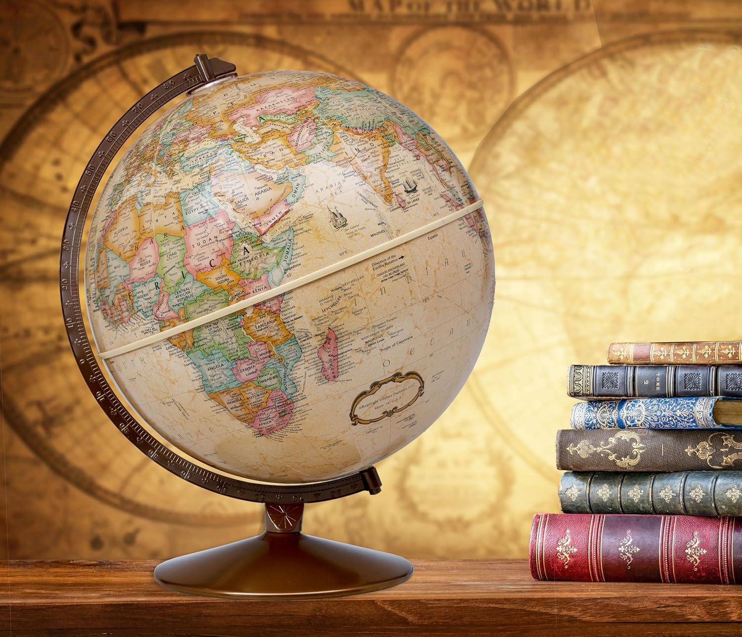 Replogle Globes Franklin World Globe, Antique Ocean, 12-Inch Diameter,Over 4,000 Place Names