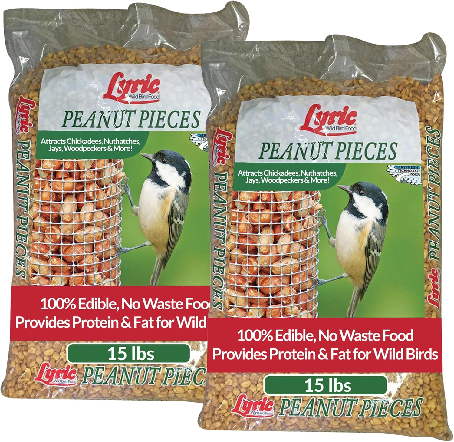 Lyric Peanut Pieces Wild Bird Seed 15 lb Bag - Shelled Peanuts Wild Bird Food for Outside Feeders - Attracts Titmice, Woodpeckers, Chickadees & More | Lyric Peanut Pieces Wild Bird Seed - Shelled Peanuts, 15 lb. Bag
