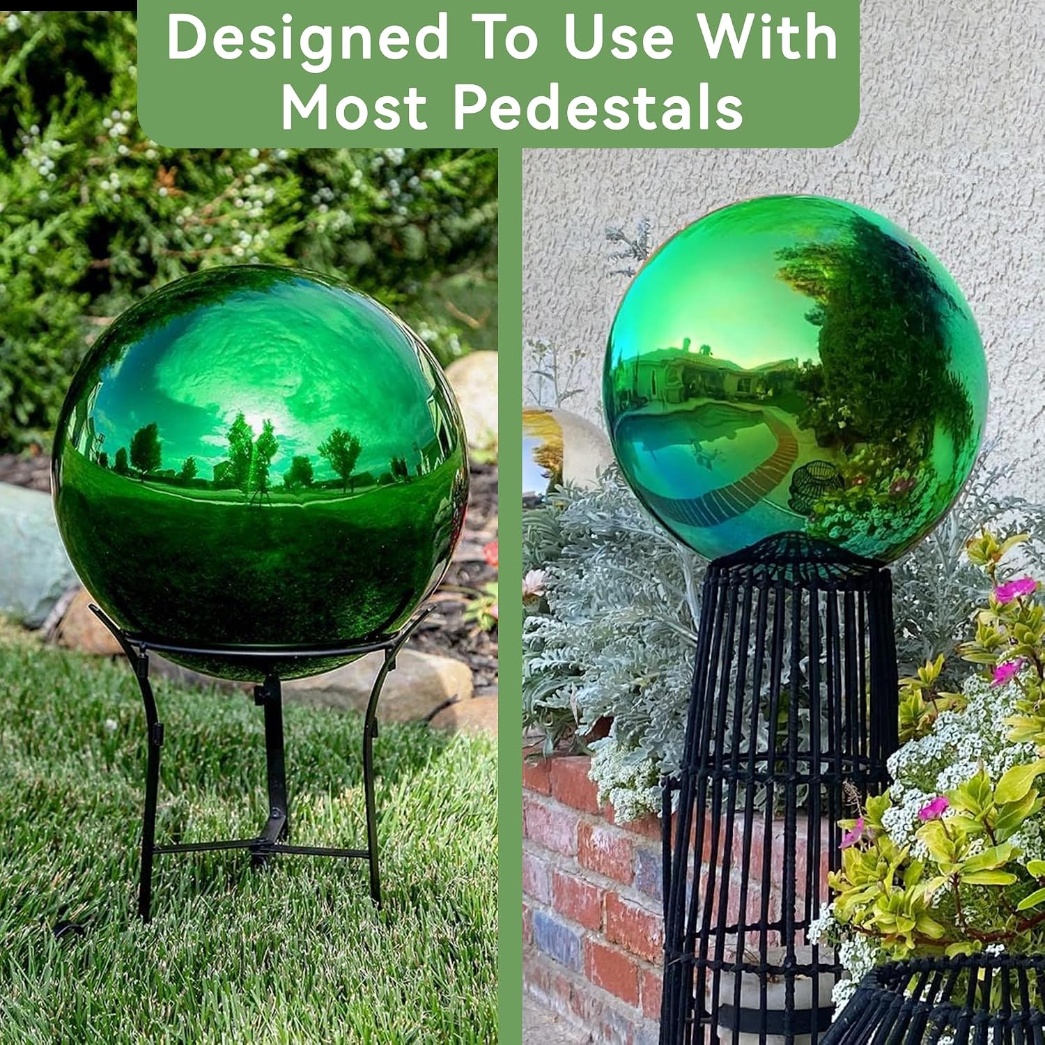 Lily's Home 12 Inch Stainless Steel Gazing Globe Mirror Ball, Colorful and Shiny Addition to Any Garden or Home, Ideal As a Housewarming Gift, Silver