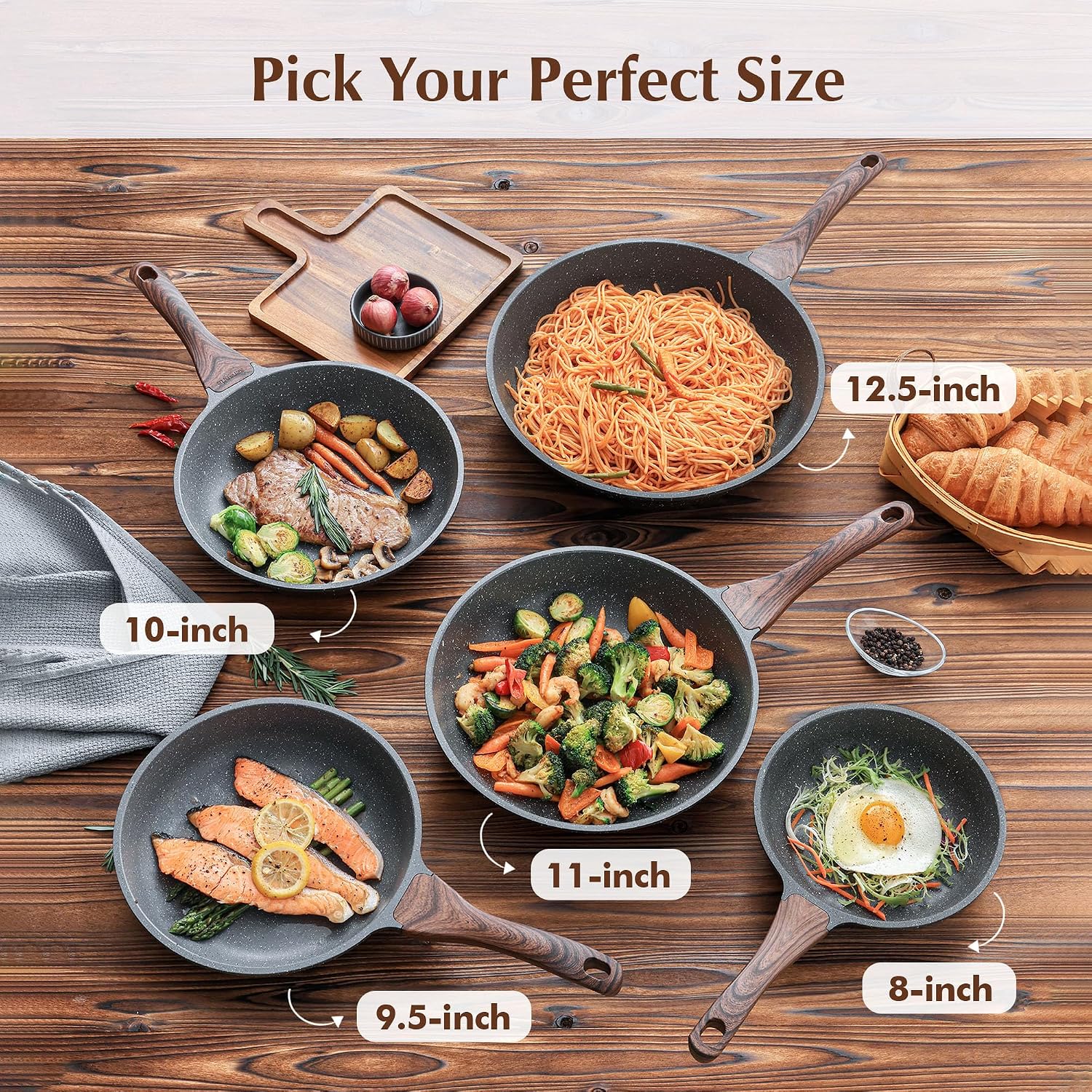 SENSARTE Nonstick Frying Pan Skillet, Swiss Granite Coating Omelette Pan, Healthy Stone Cookware Chef's Pan