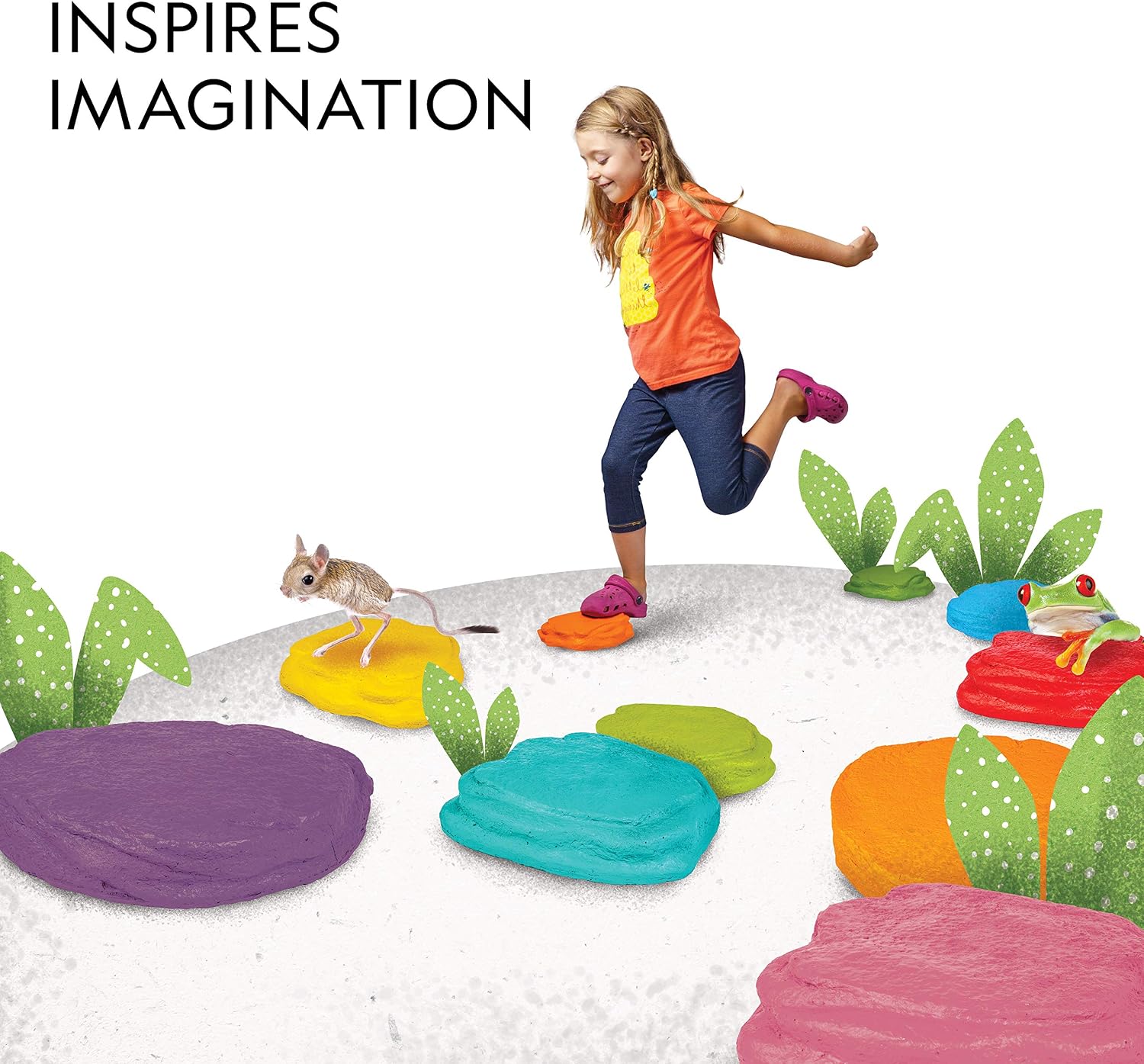 NATIONAL GEOGRAPHIC Stepping Stones for Kids – 10 Soft Durable, Encourage Toddler Balance & Gross Motor Skills, Indoor & Outdoor Toys