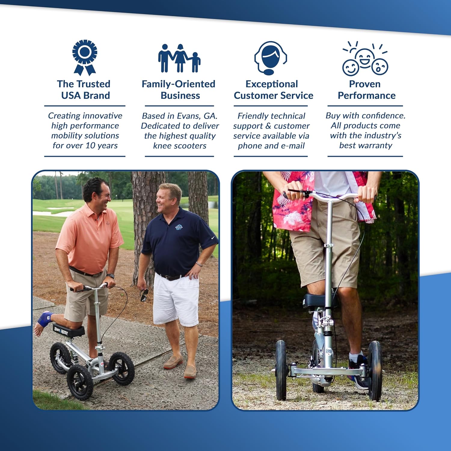 KneeRover PRO All Terrain Knee Scooter with Shock Absorber, Silver | Heavy Duty Knee Walker For Adults
